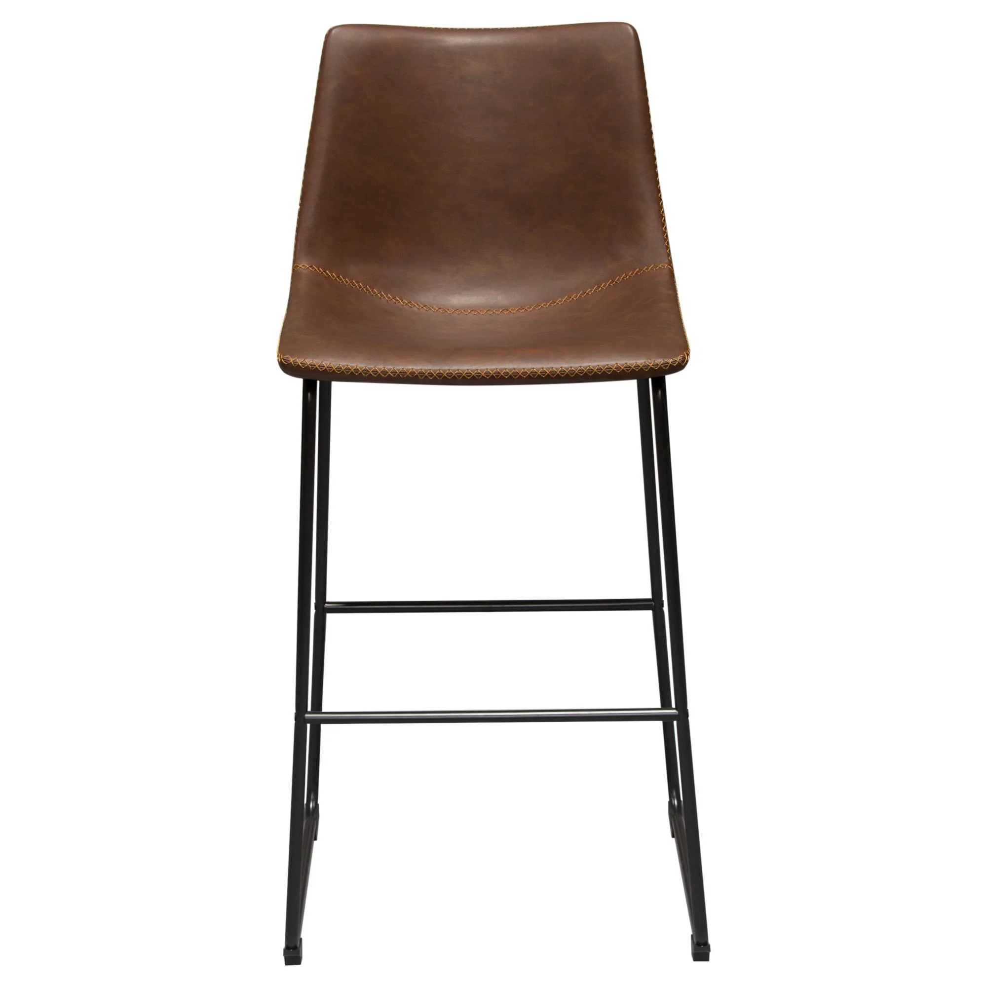 Theo Set of (2) Bar Height Chairs in Chocolate Leatherette w/ Black Metal Base by Diamond Sofa - Image 2