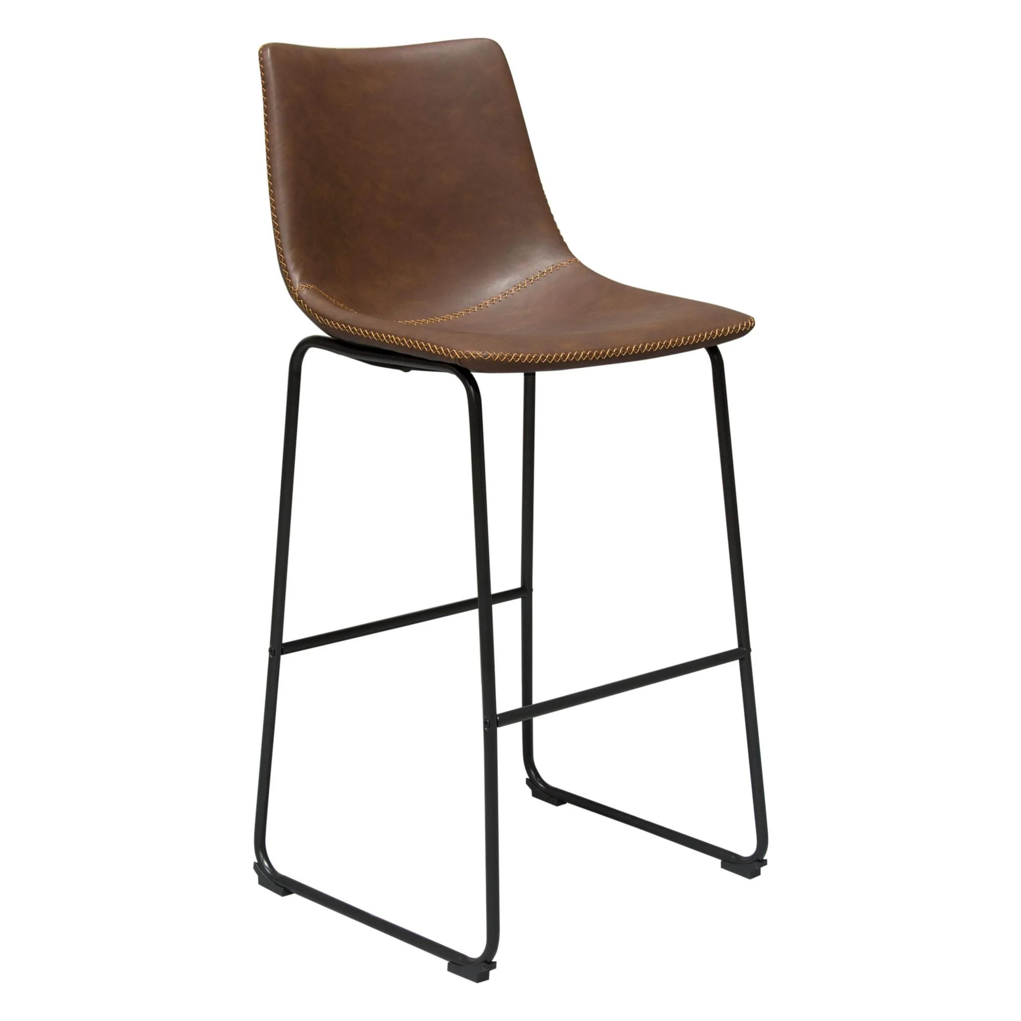 Theo Set of (2) Bar Height Chairs in Chocolate Leatherette w/ Black Metal Base by Diamond Sofa - Image 4