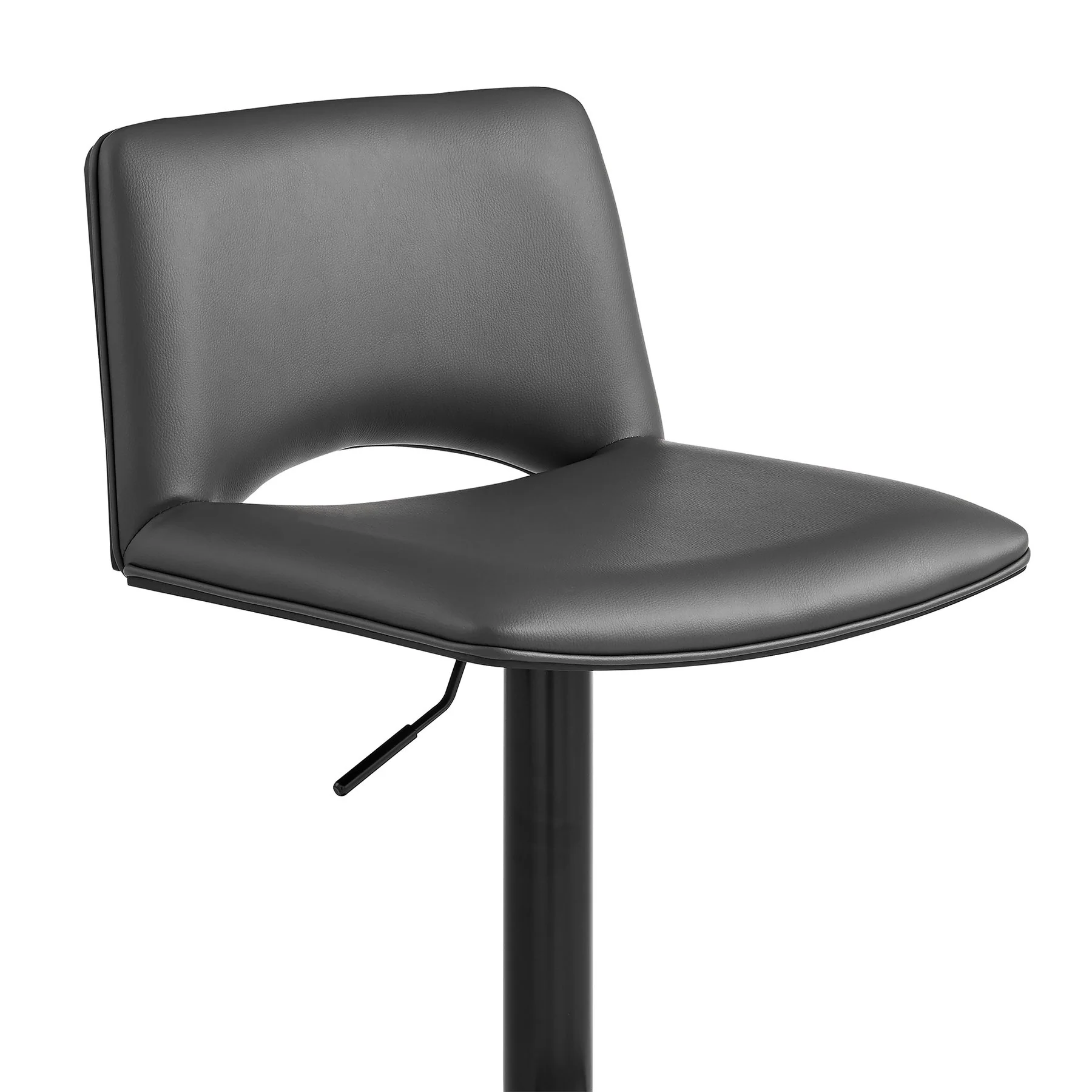 Thierry Adjustable Swivel Gray Faux Leather and Black Metal Bar Stool - Image 6