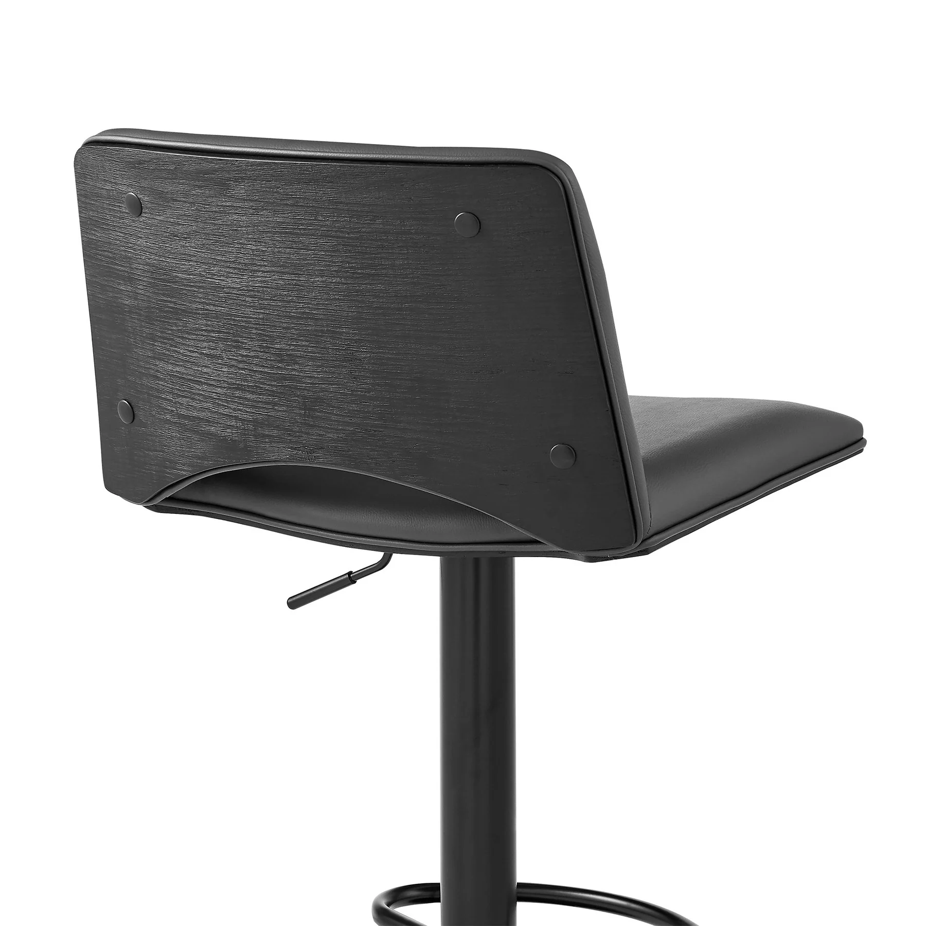 Thierry Adjustable Swivel Gray Faux Leather and Black Metal Bar Stool - Image 7