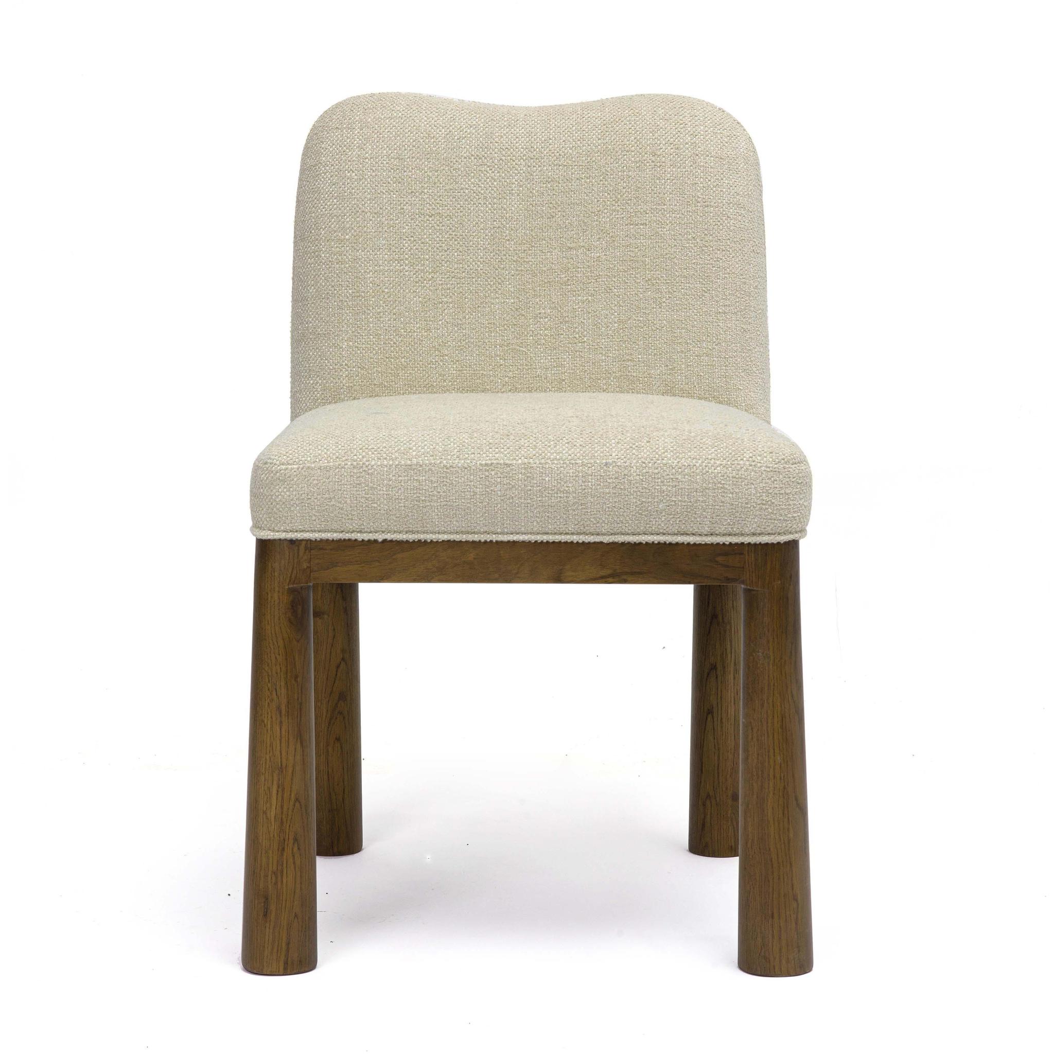 Tiara Cream Performance Basketweave Fabric Dining Chair - Image 3