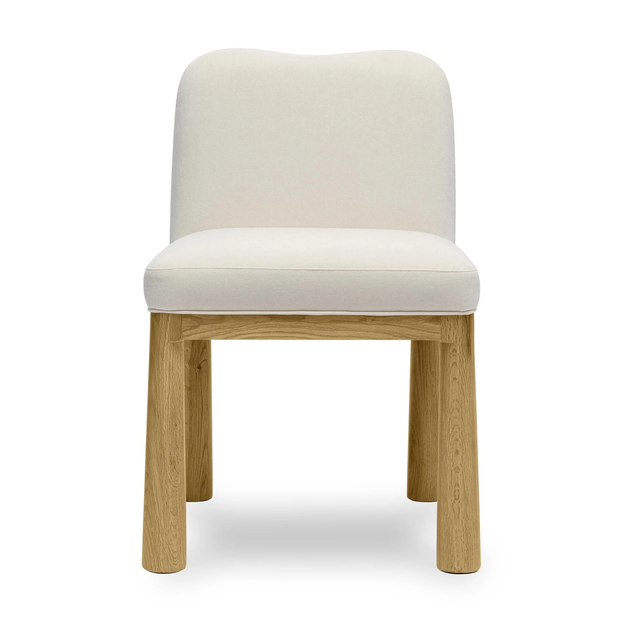 Tiara Cream Performance Velvet Oak Dining Chair - Image 3