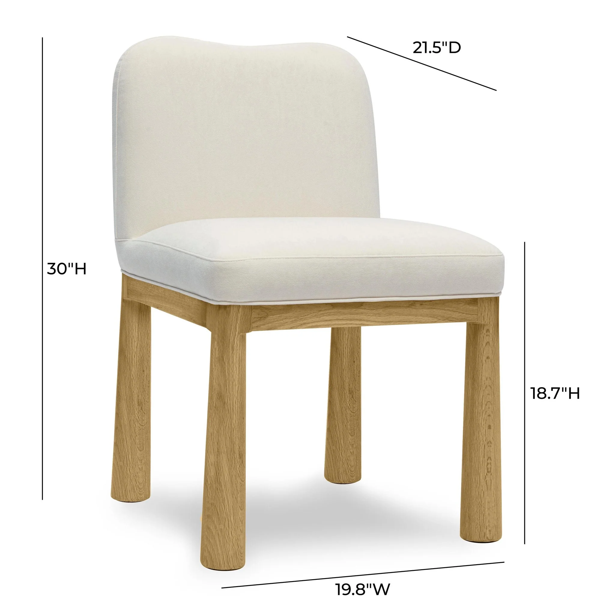 Tiara Cream Performance Velvet Oak Dining Chair - Image 6