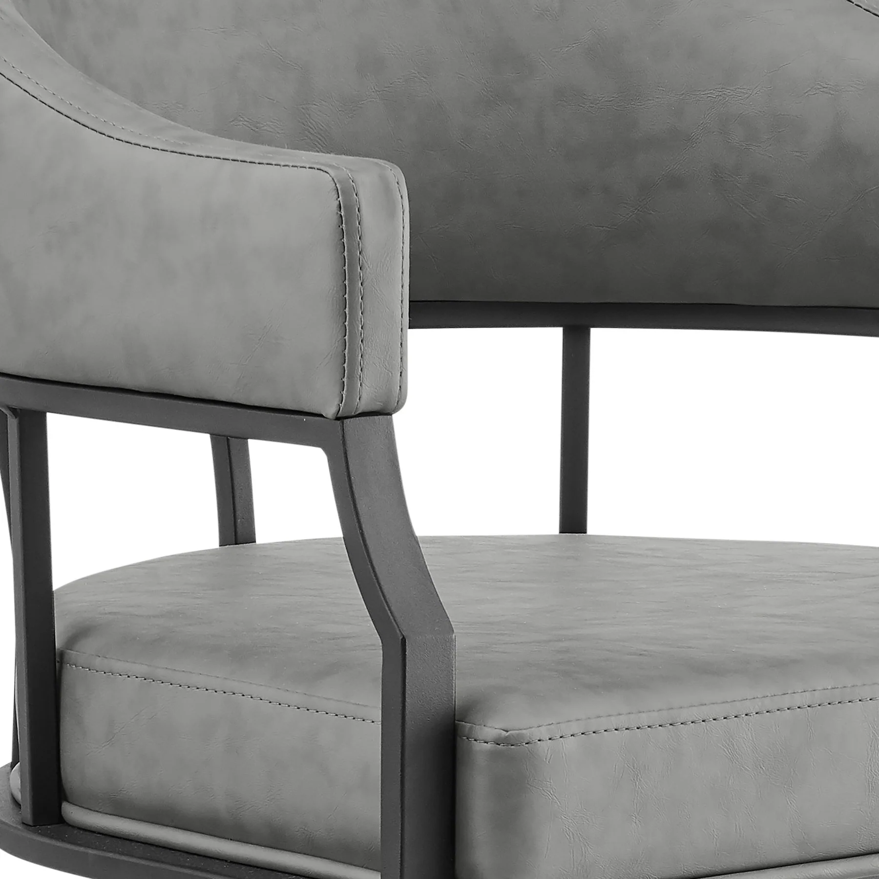 Tibet 5 Piece Dining Set with Round Glass Tabletop and Faux Leather Rolling Chairs - Image 6