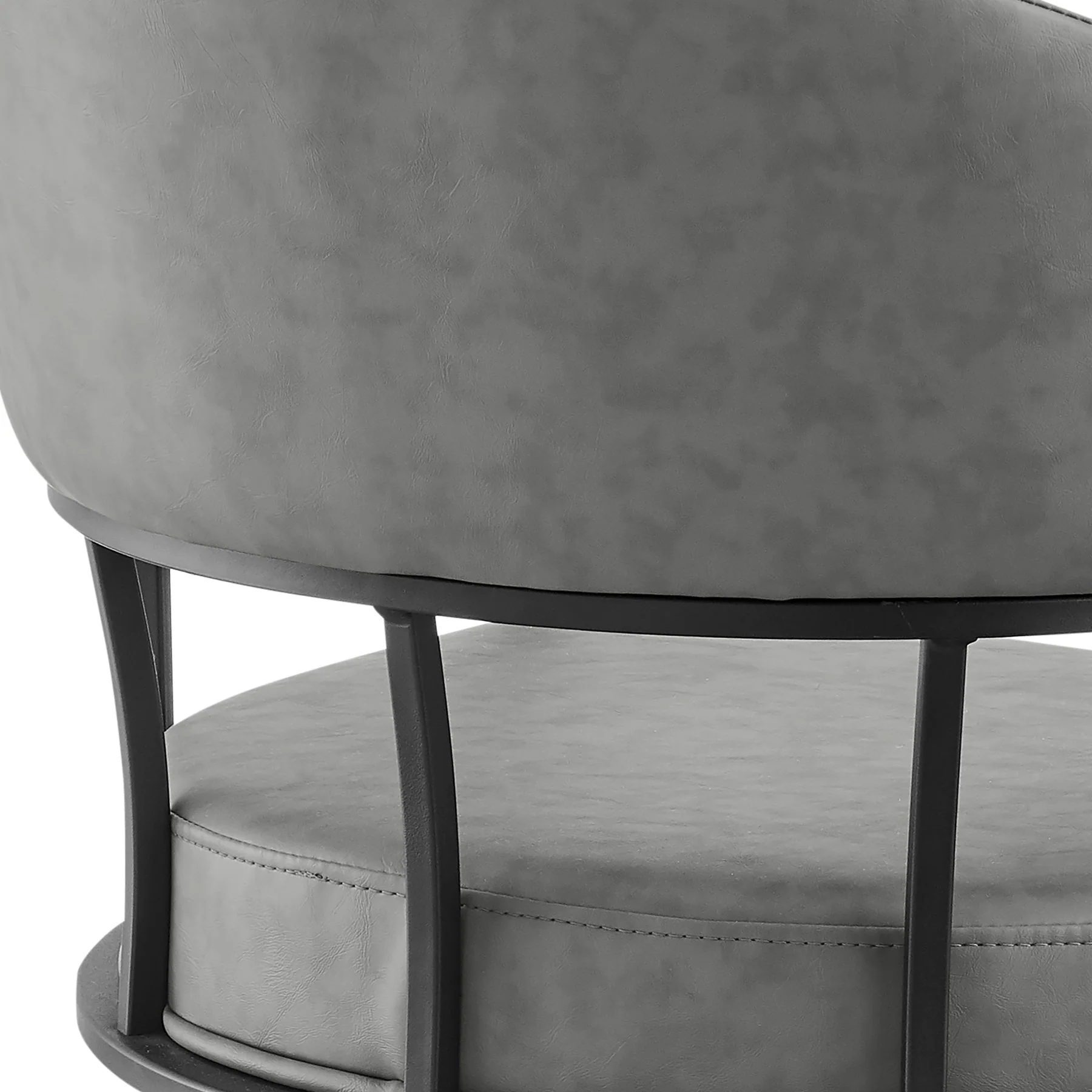 Tibet 5 Piece Dining Set with Round Glass Tabletop and Faux Leather Rolling Chairs - Image 7