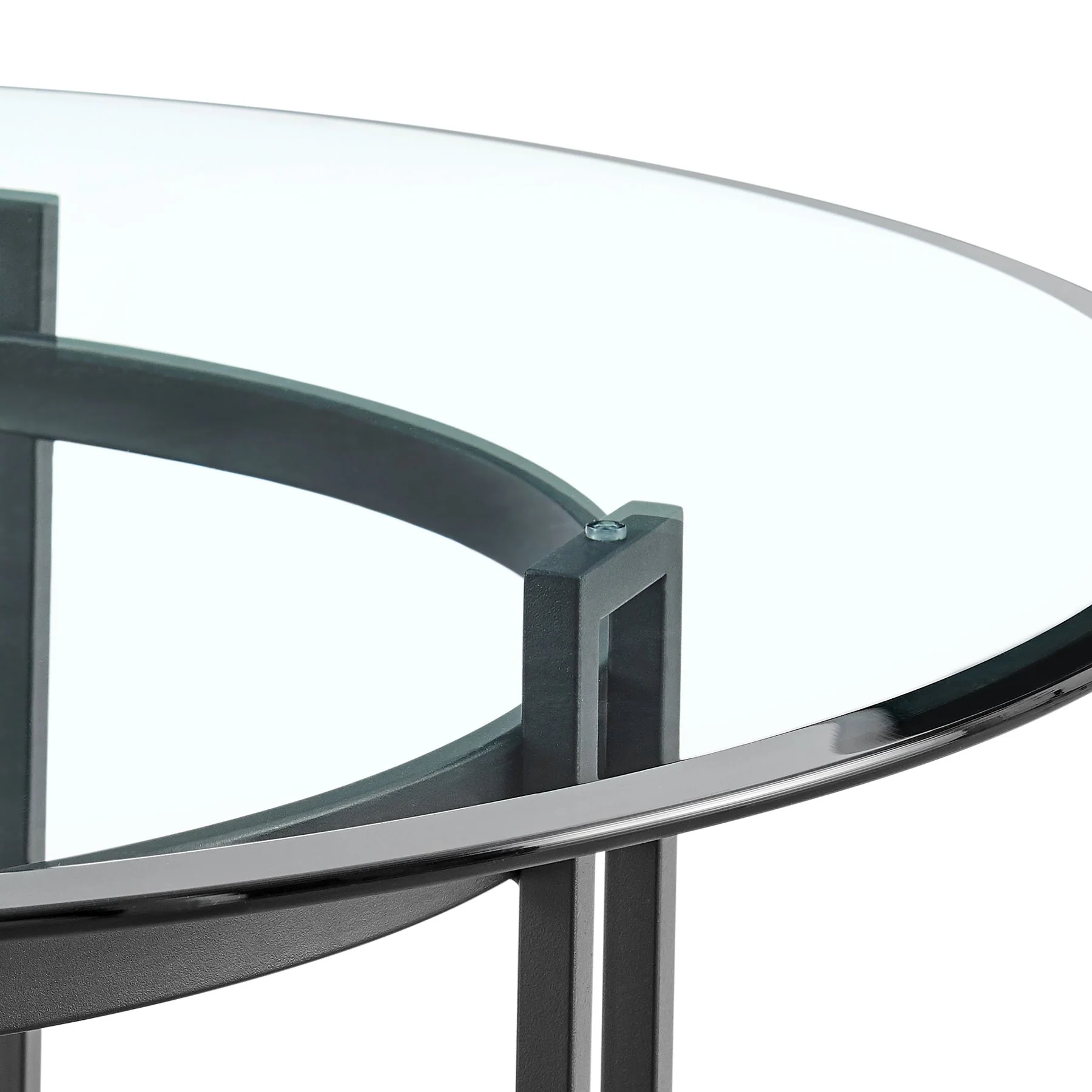 Tibet Contemporary Round Glass Dining Table with Matte Black Iron Base - Image 4