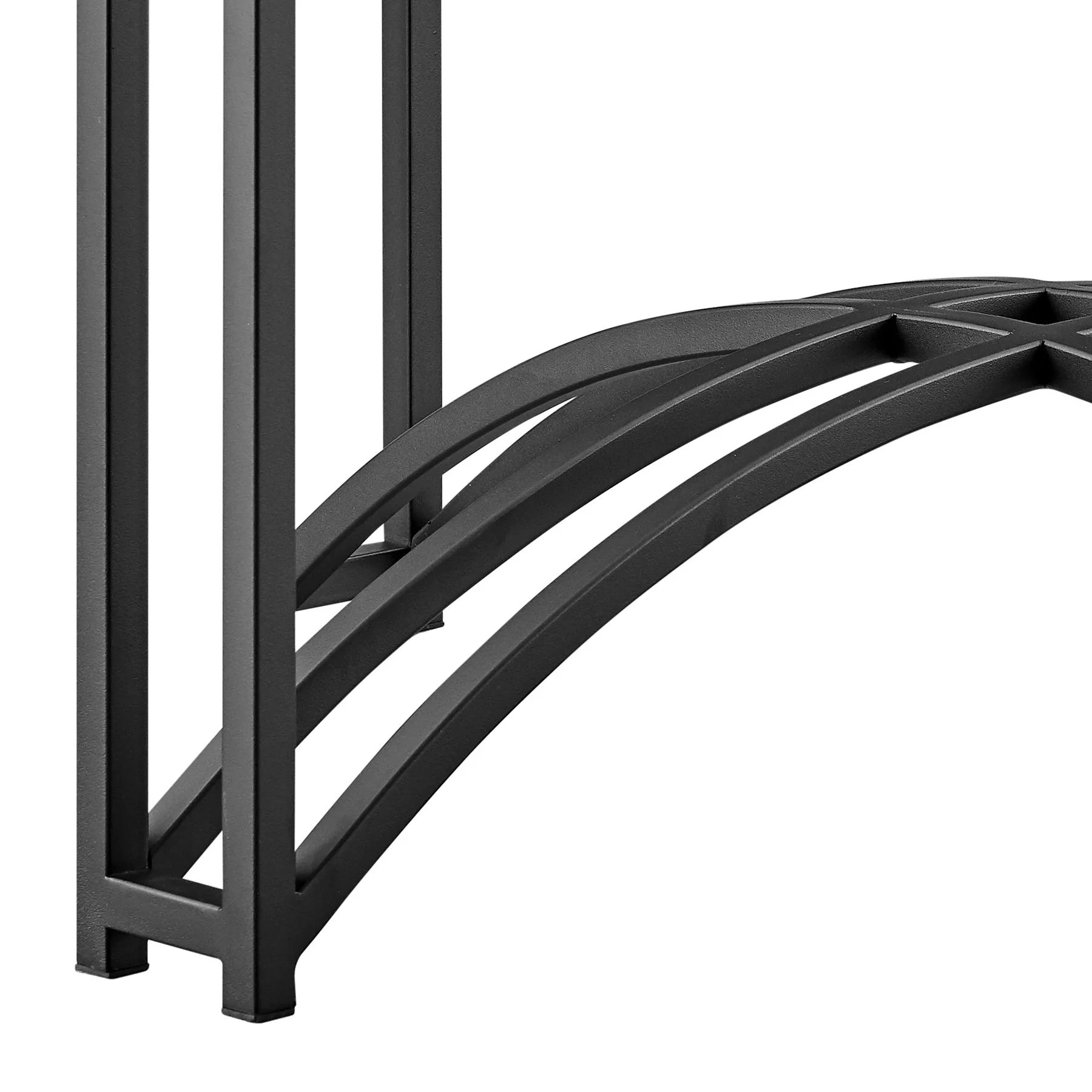 Tibet Contemporary Round Glass Dining Table with Matte Black Iron Base - Image 6