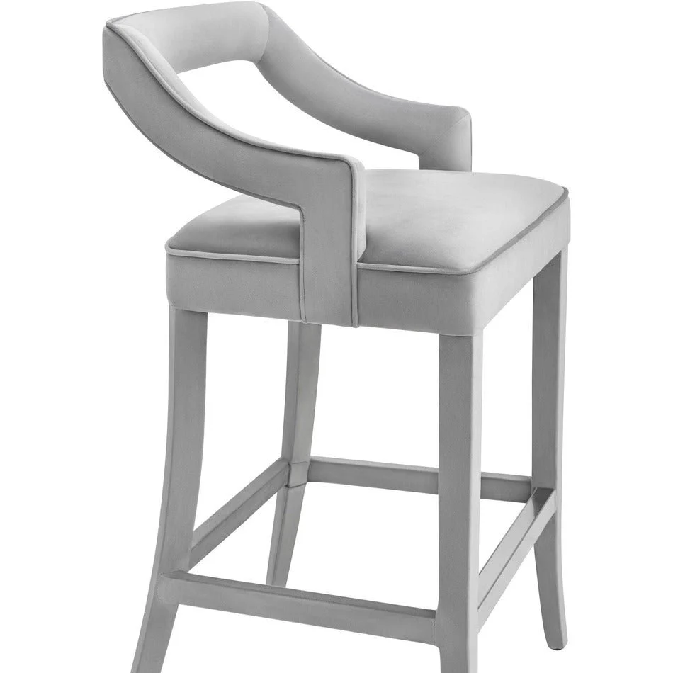 Tiffany Grey Velvet Counter Stool - Image 4