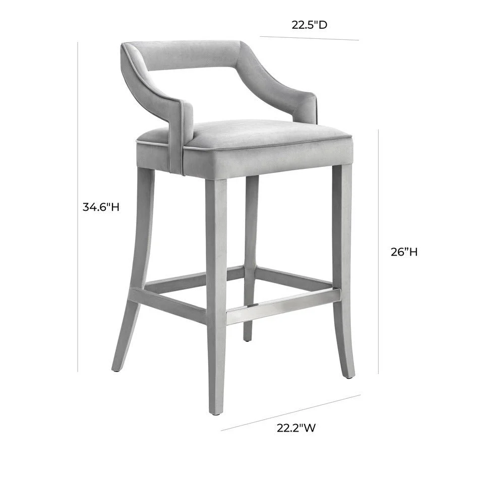 Tiffany Grey Velvet Counter Stool - Image 7