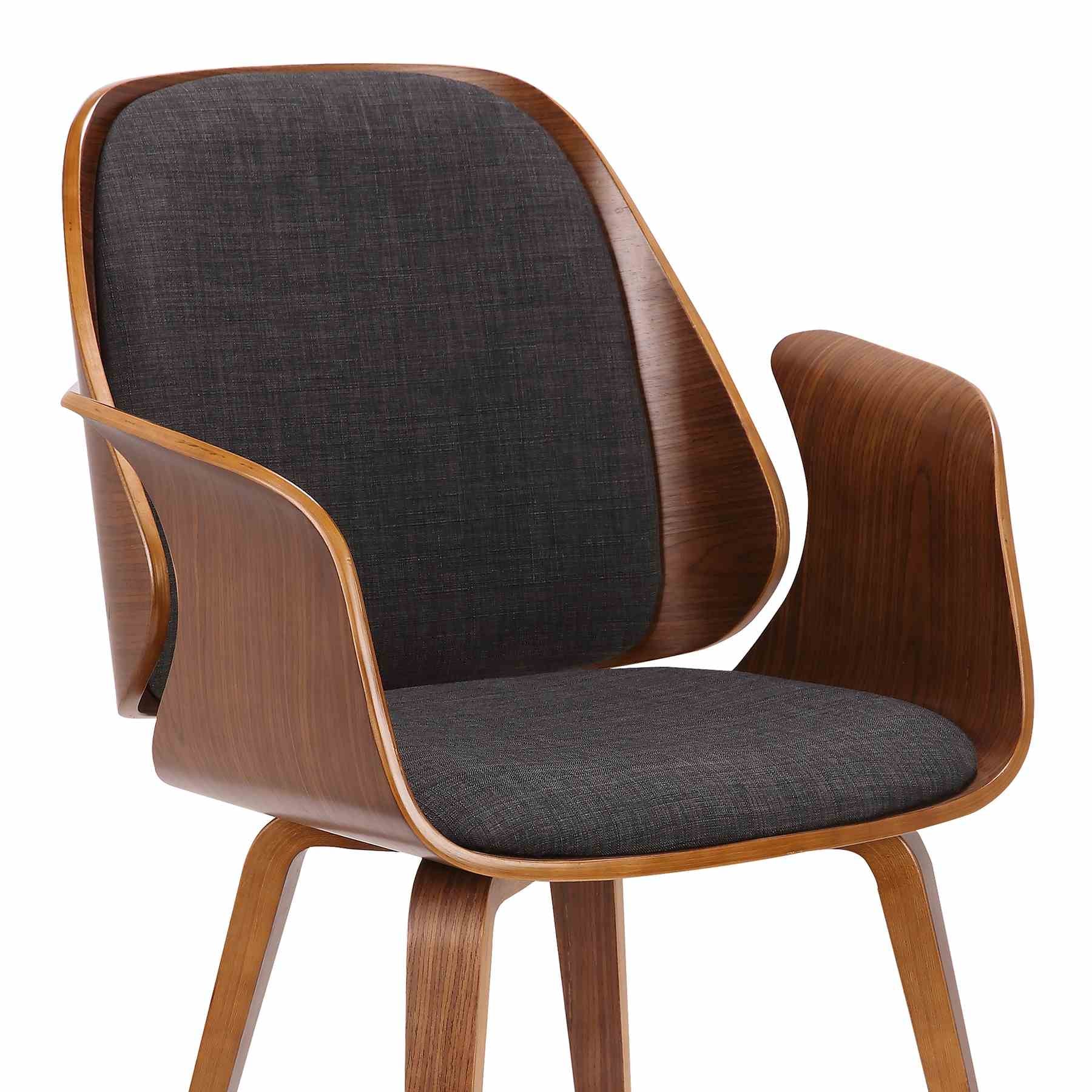 Tiffany Mid-Century Dining Chair in Charcoal Fabric with Walnut Veneer Finish - Image 4
