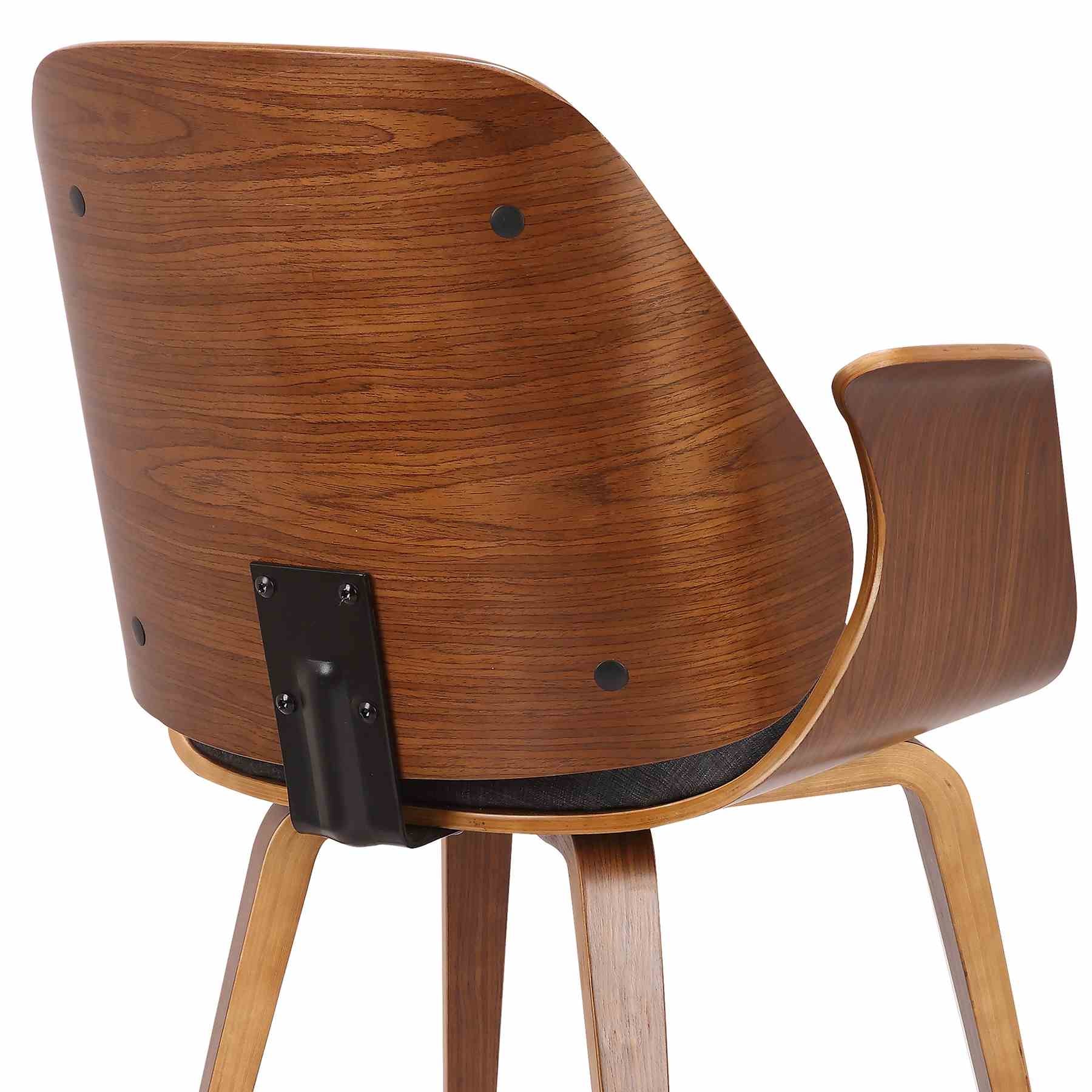 Tiffany Mid-Century Dining Chair in Charcoal Fabric with Walnut Veneer Finish - Image 5
