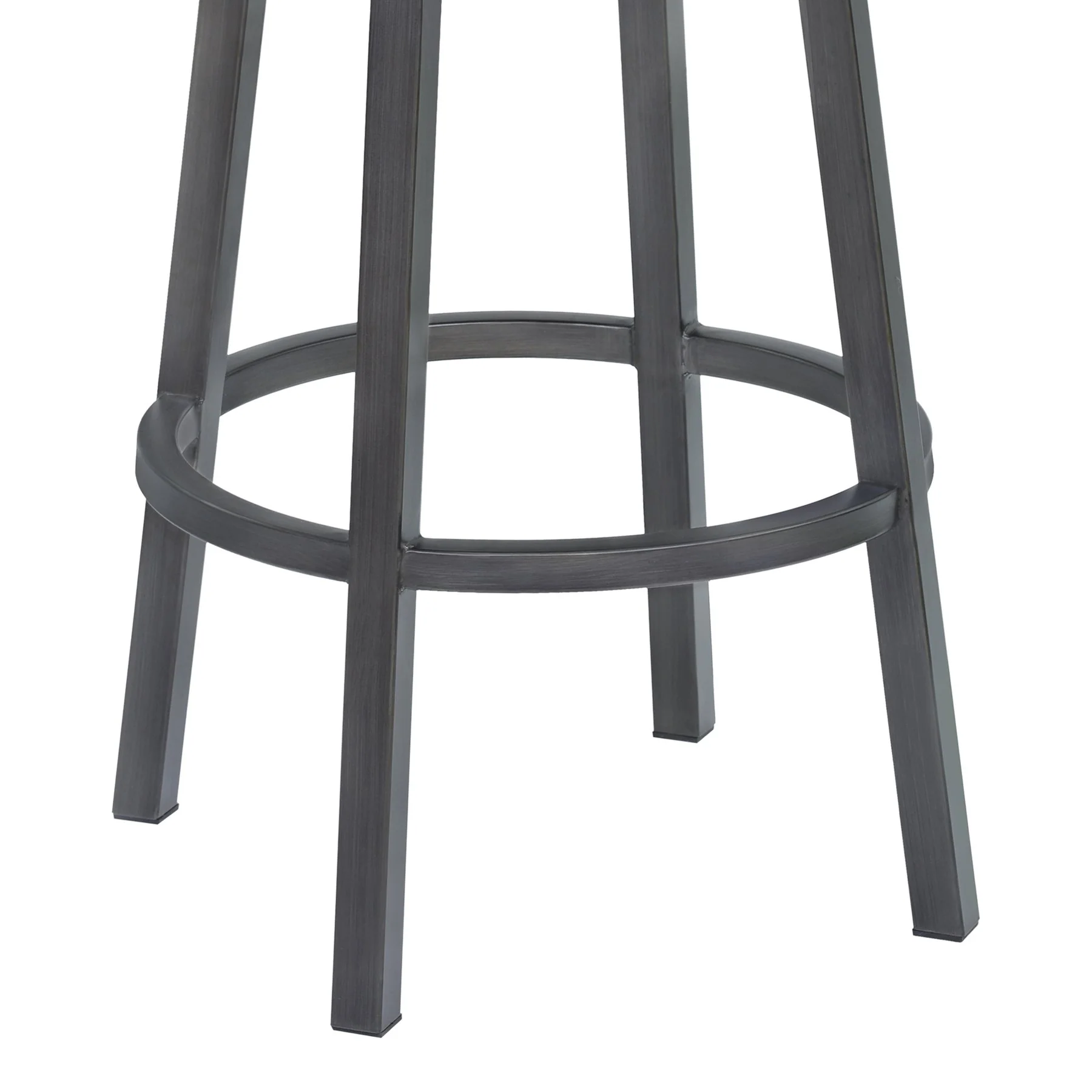 Tilden 30" Bar Height Metal Swivel Backless Barstool in Ford Black Faux Leather and Mineral Finish - Image 3