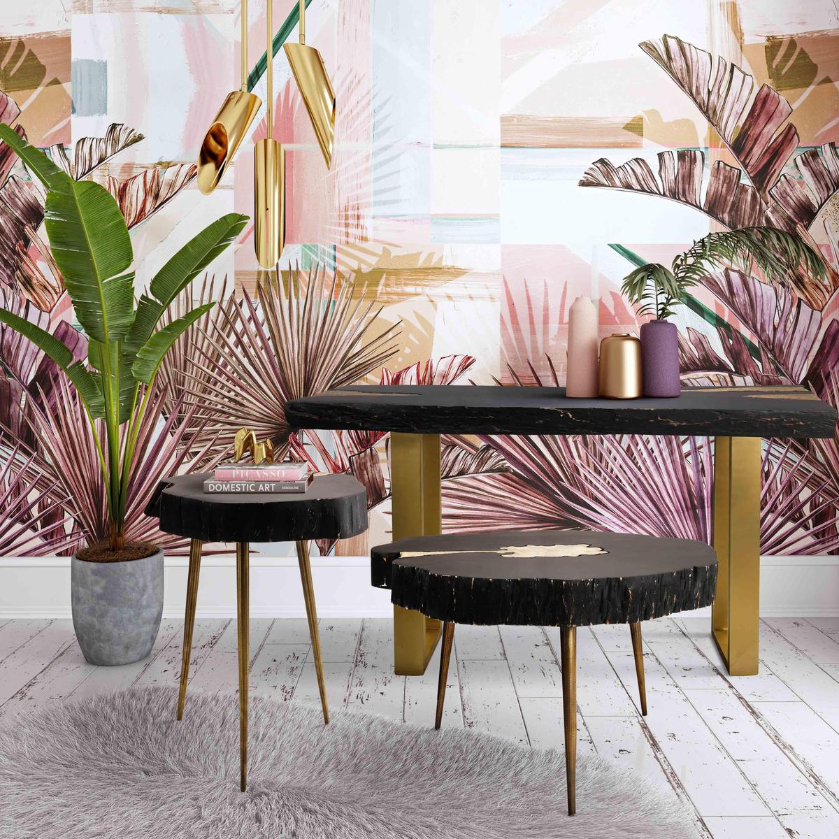 Timber Black and Brass Side Table - Image 2