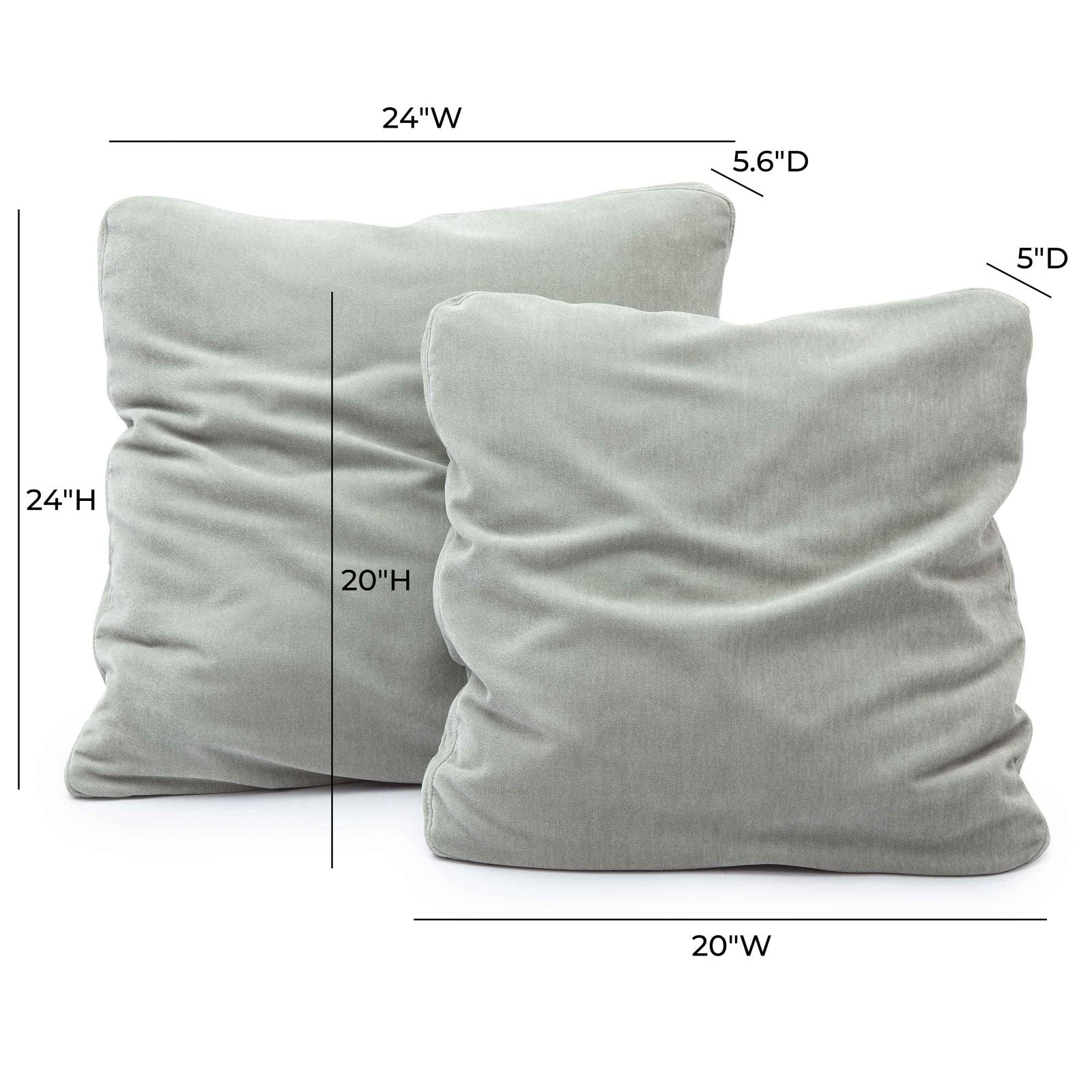 Tipsy Mint Green Upcycled Chenille 20 x 20 inch Square Floppy Pillow - Image 6