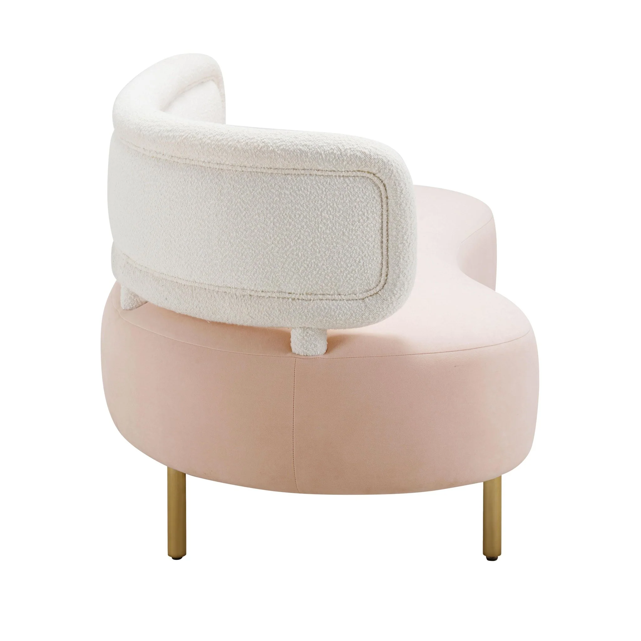 Tischa Cream Boucle & Blush Velvet Sofa - Image 6