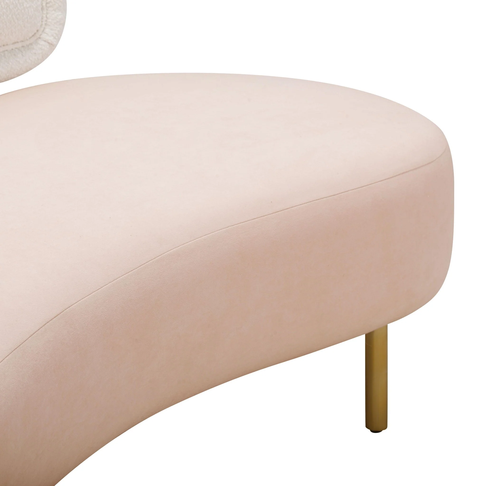 Tischa Cream Boucle & Blush Velvet Sofa - Image 7