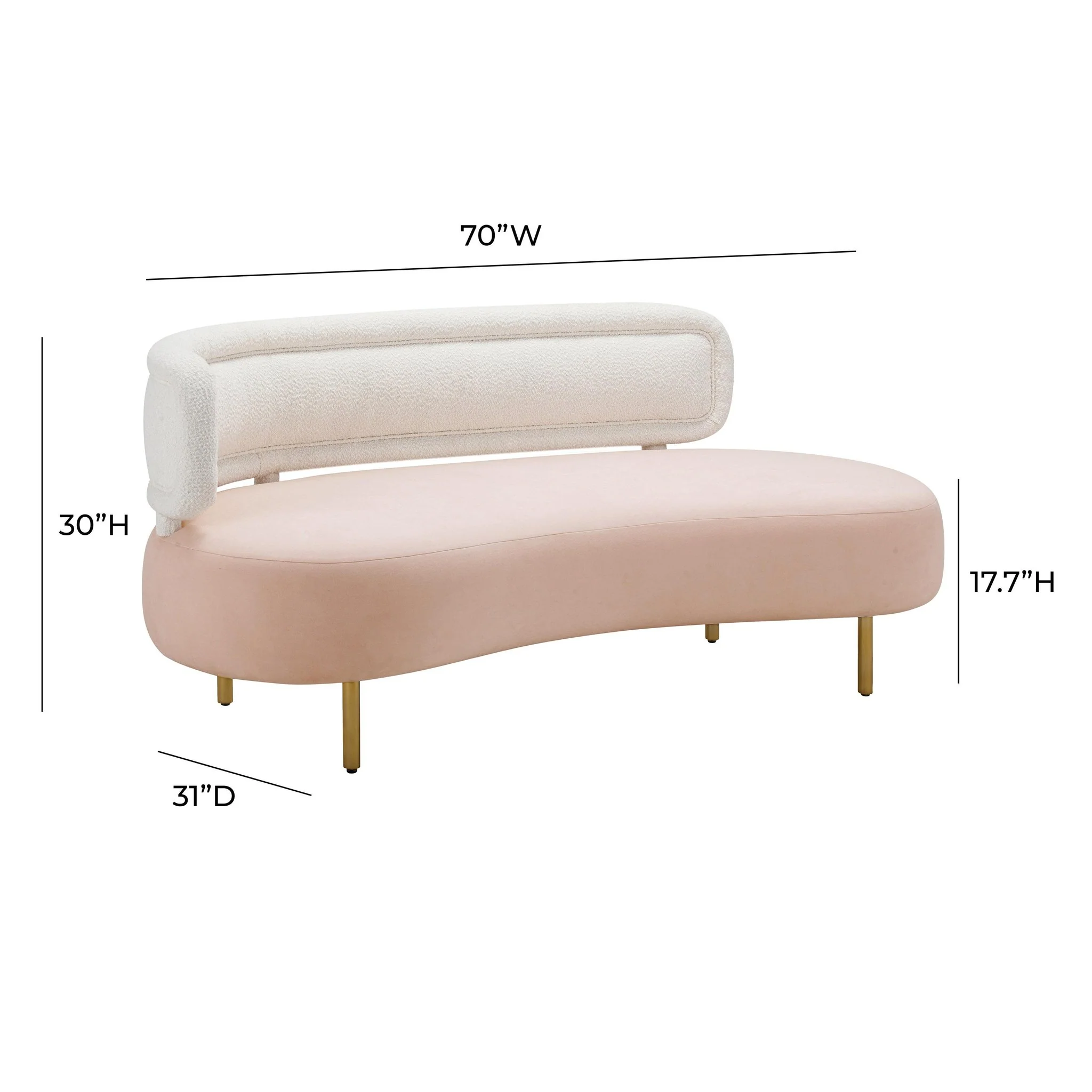 Tischa Cream Boucle & Blush Velvet Sofa - Image 8
