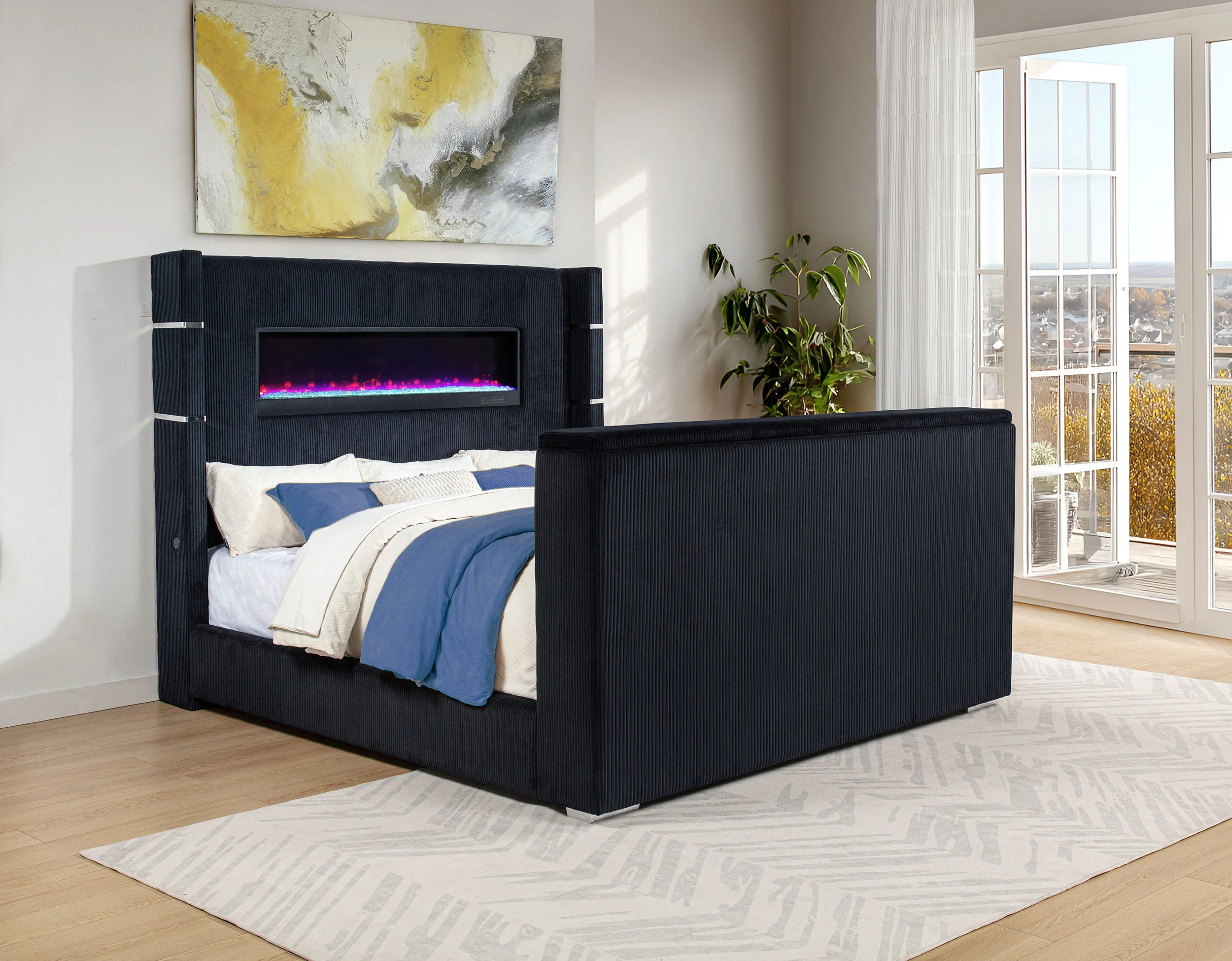 Tisdall Wingback TV Bed with Flame Visualizer - Image 17