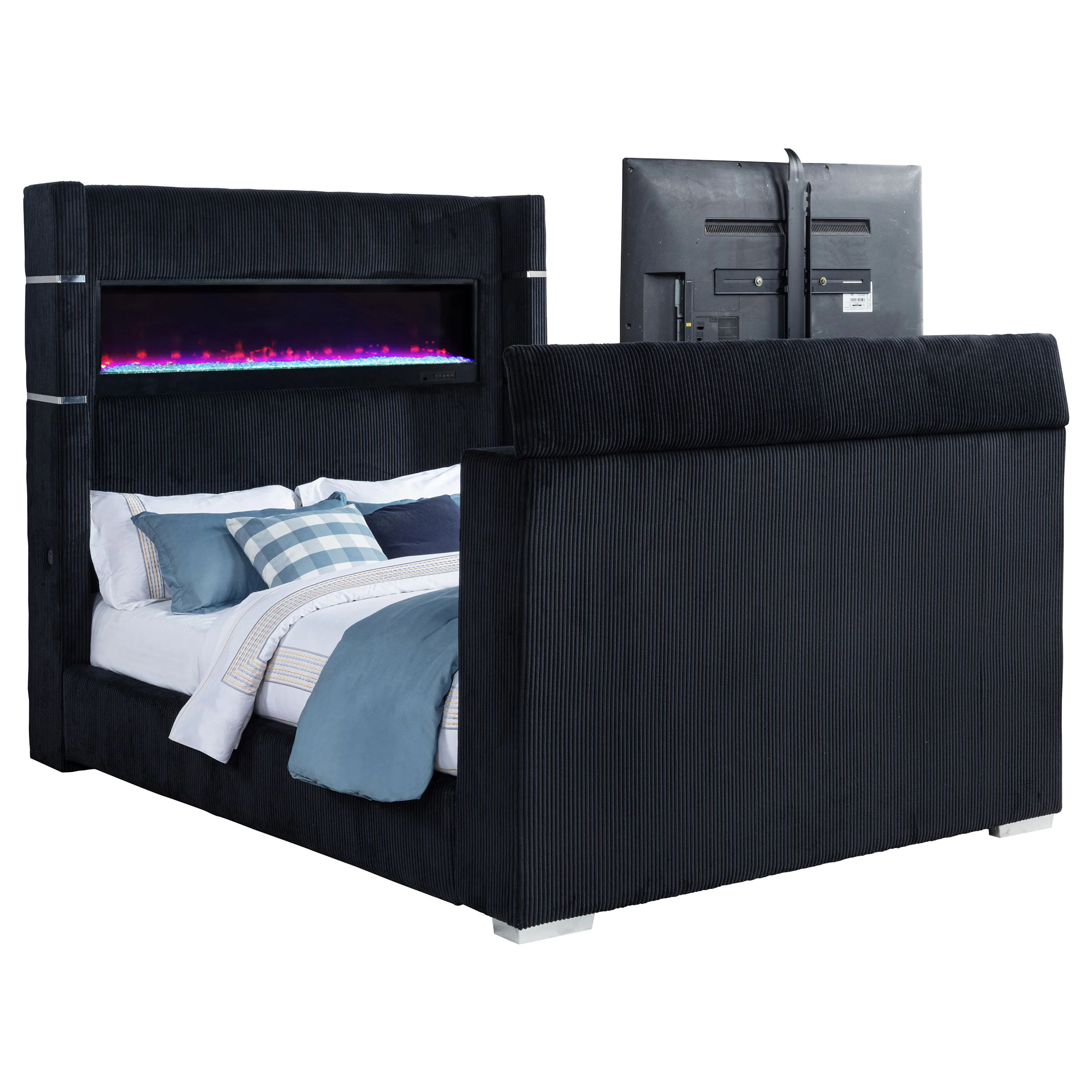 Tisdall Wingback TV Bed with Flame Visualizer - Image 5