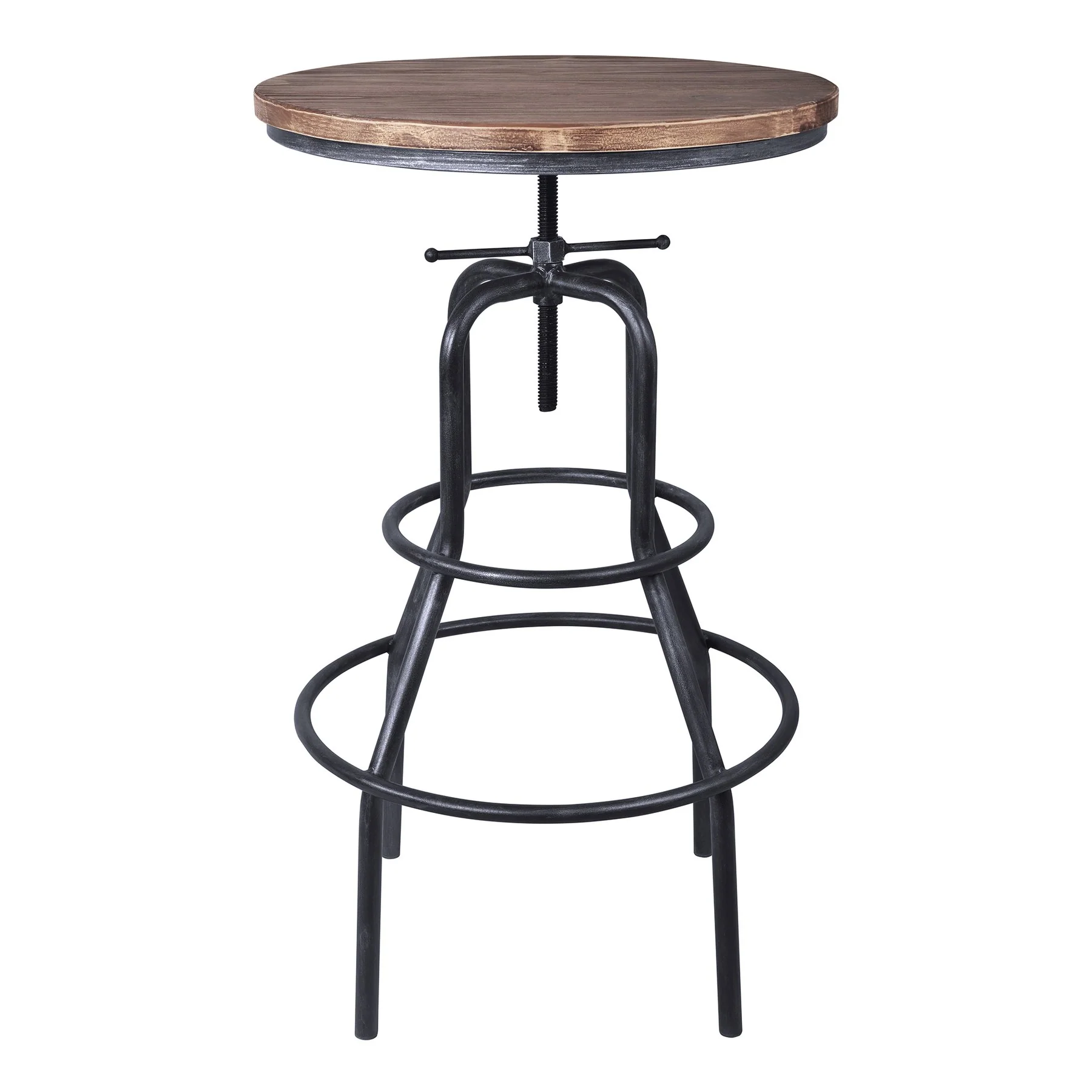 Titan Industrial Adjustable Pub Table in Industrial Gray and Pine Wood Top - Image 2