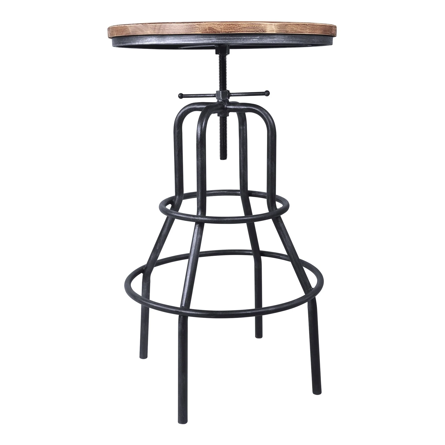 Titan Industrial Adjustable Pub Table in Industrial Gray and Pine Wood Top - Image 3
