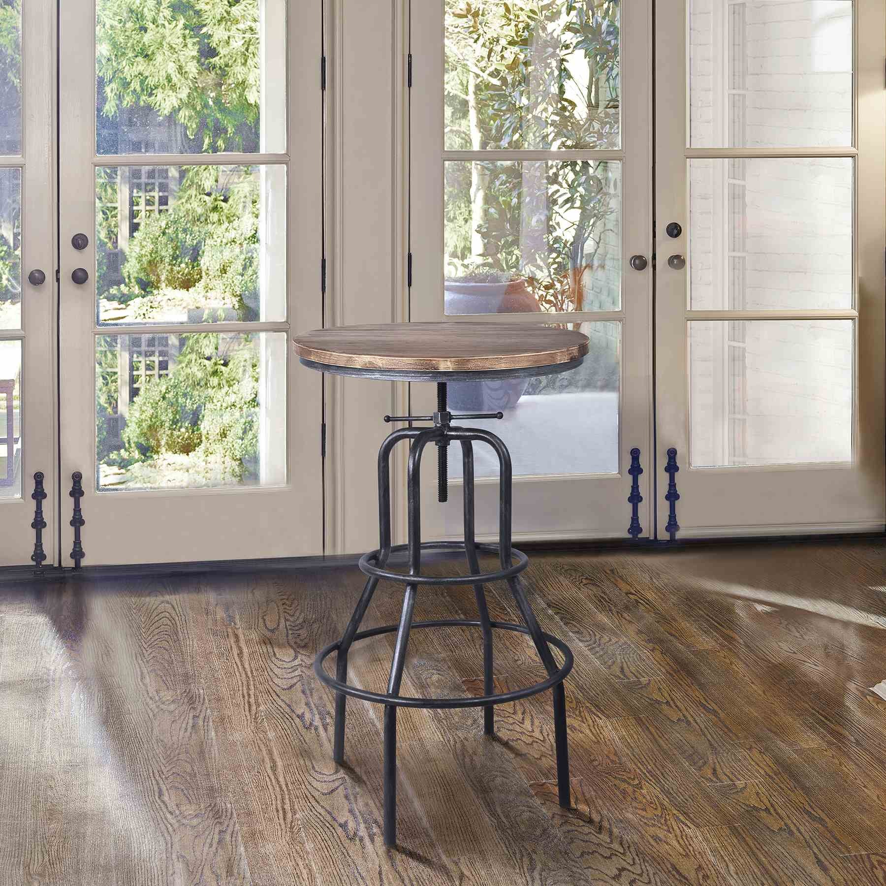 Titan Industrial Adjustable Pub Table in Industrial Gray and Pine Wood Top - Image 6