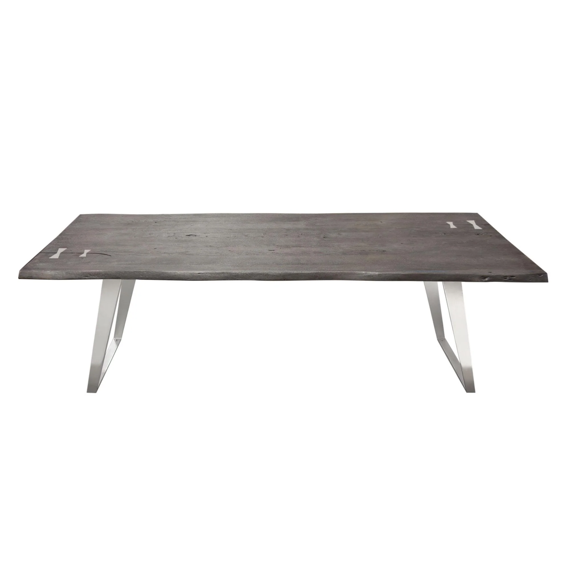 Titan Solid Acacia Wood Dining Table in Espresso Finish w/ Silver Metal Inlay & Base by Diamond Sofa - Image 2