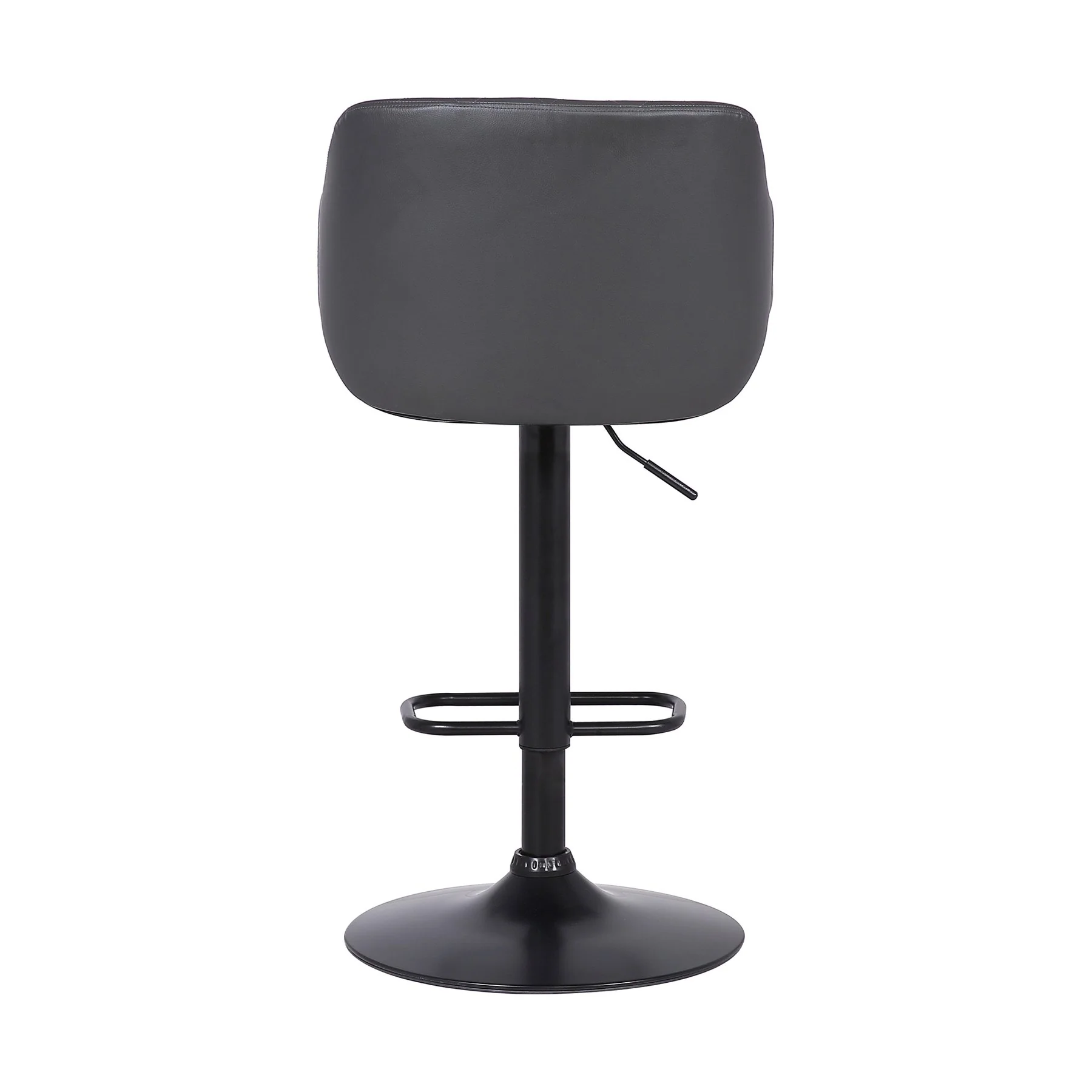 Toby Gray Faux Leather Adjustable Height Swivel Black Wood and Metal Bar Stool - Image 5