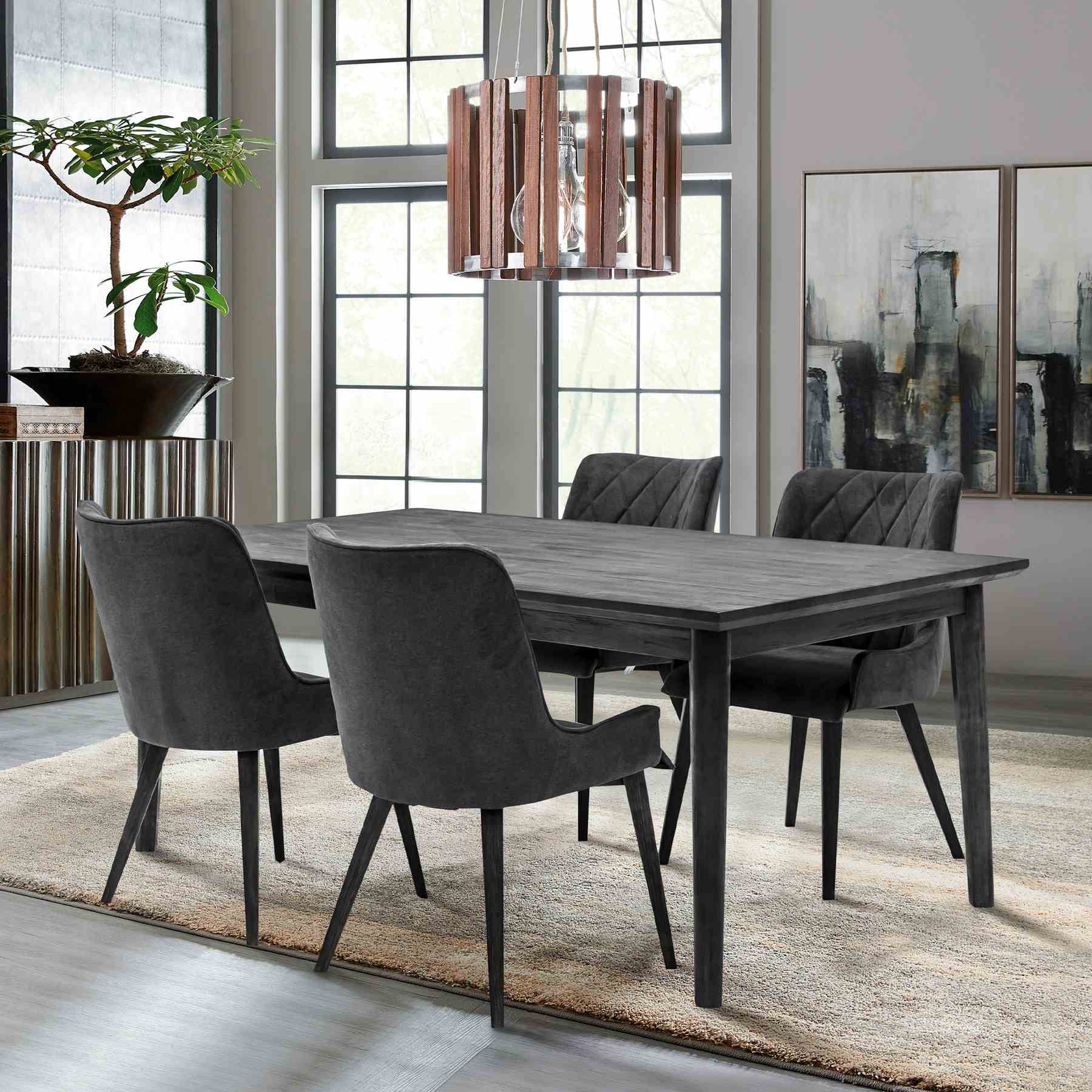Toledo Mid-Century Tundra Gray Acacia Dining Table - Image 9