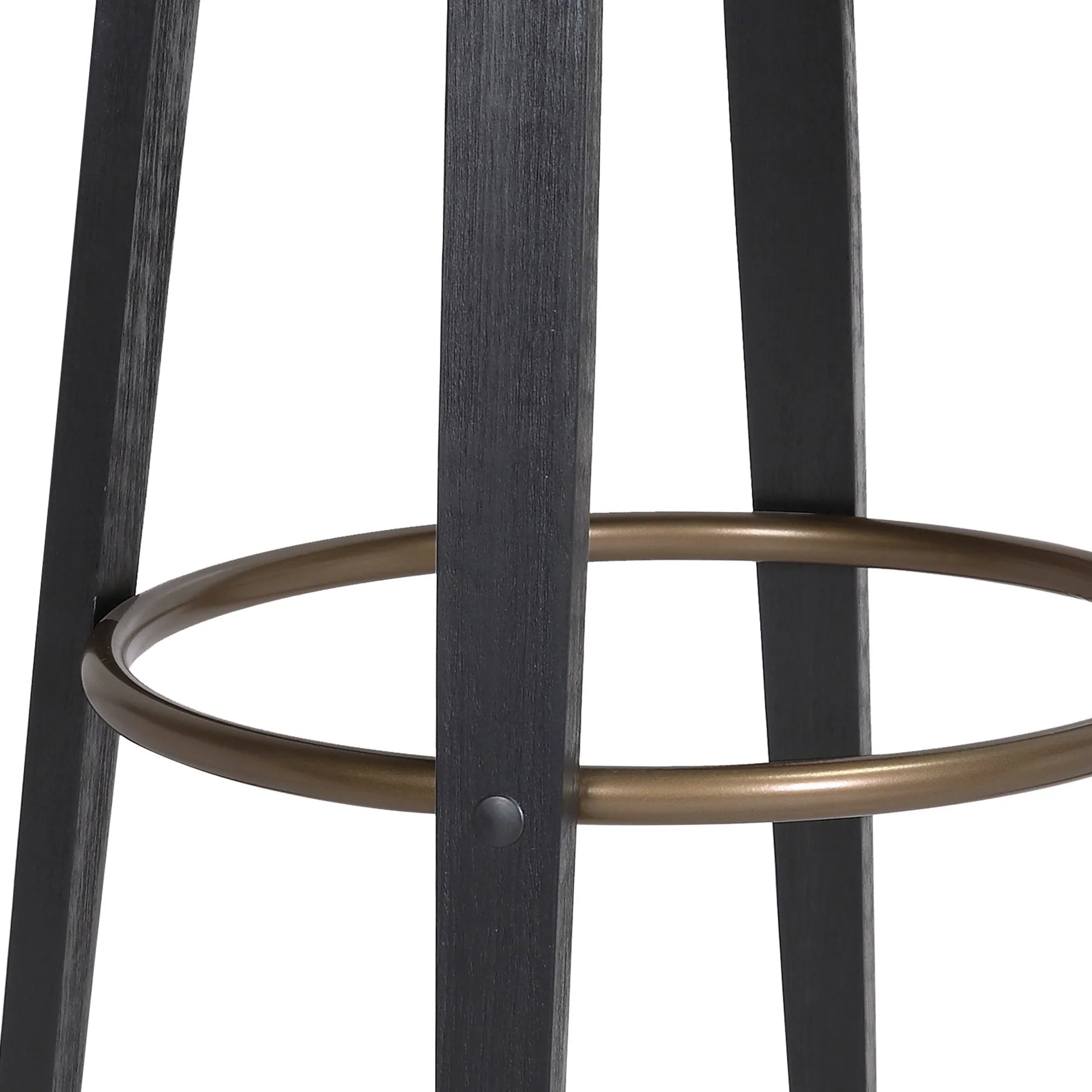 Topanga 26" Swivel Black Wood Counter Stool in Black Faux Leather with Golden Bronze Metal - Image 7