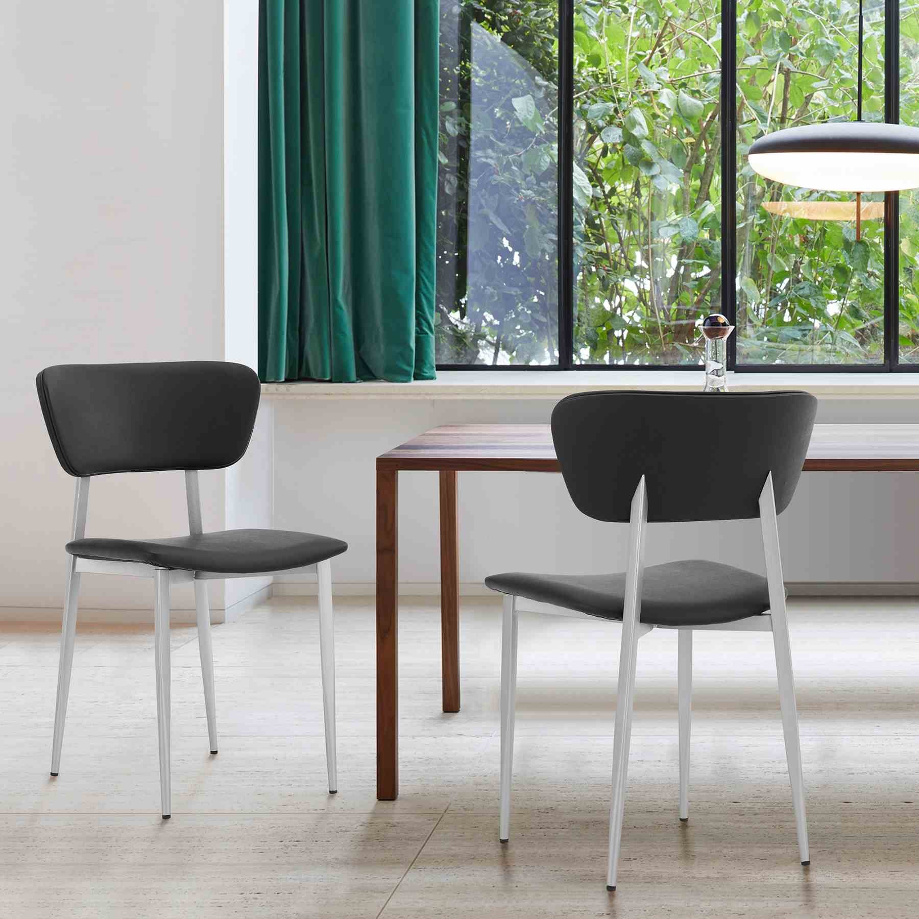 Tori Black Fabric and Metal Dining Room Chairs - Set of 2 - Image 8