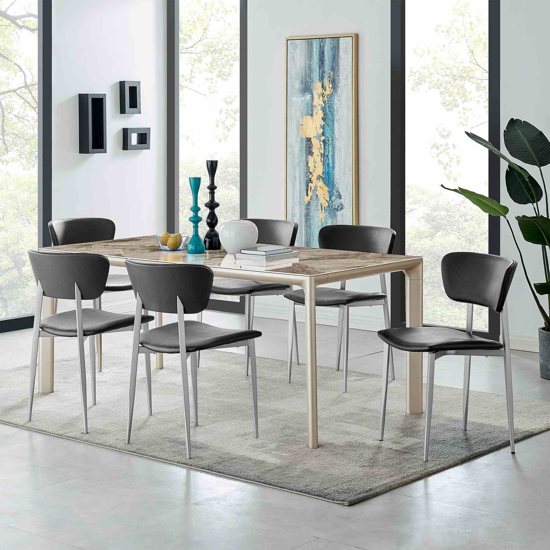 Tori Black Fabric and Metal Dining Room Chairs - Set of 2 - Image 9