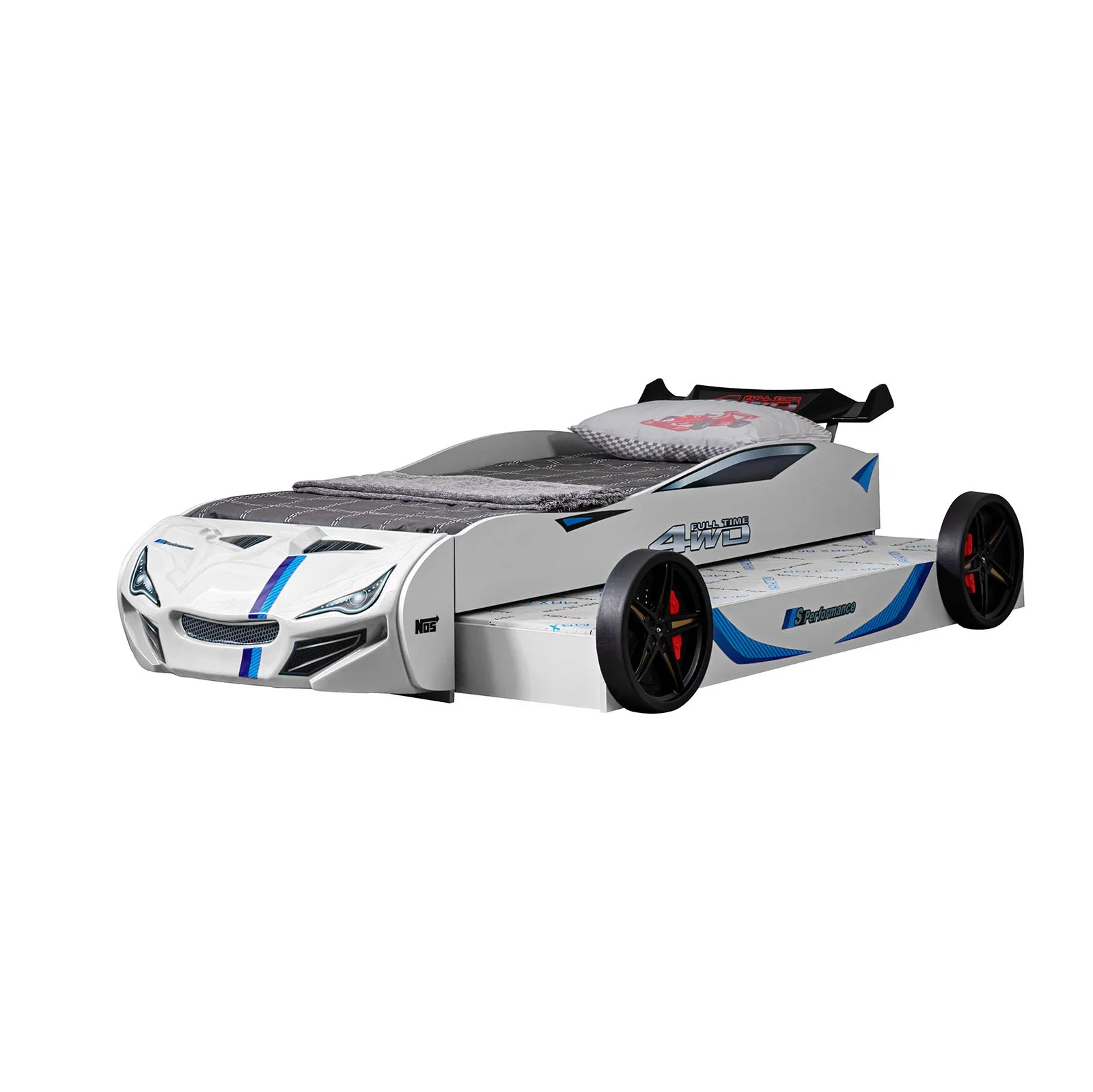 Tracklite Car Bed w/ Trundle, White - Image 4
