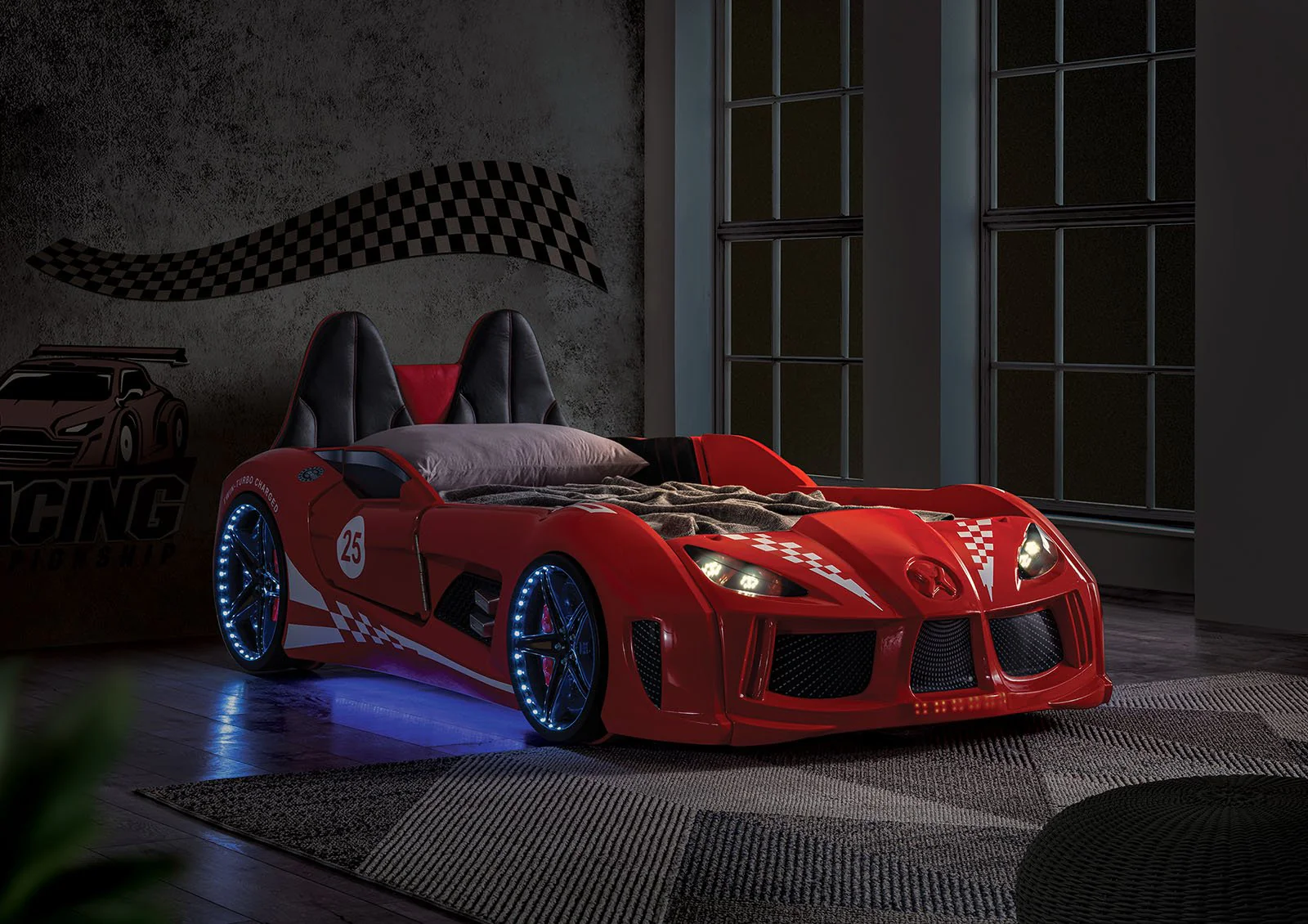 Trackster Twin Car Bed, Red - Image 2