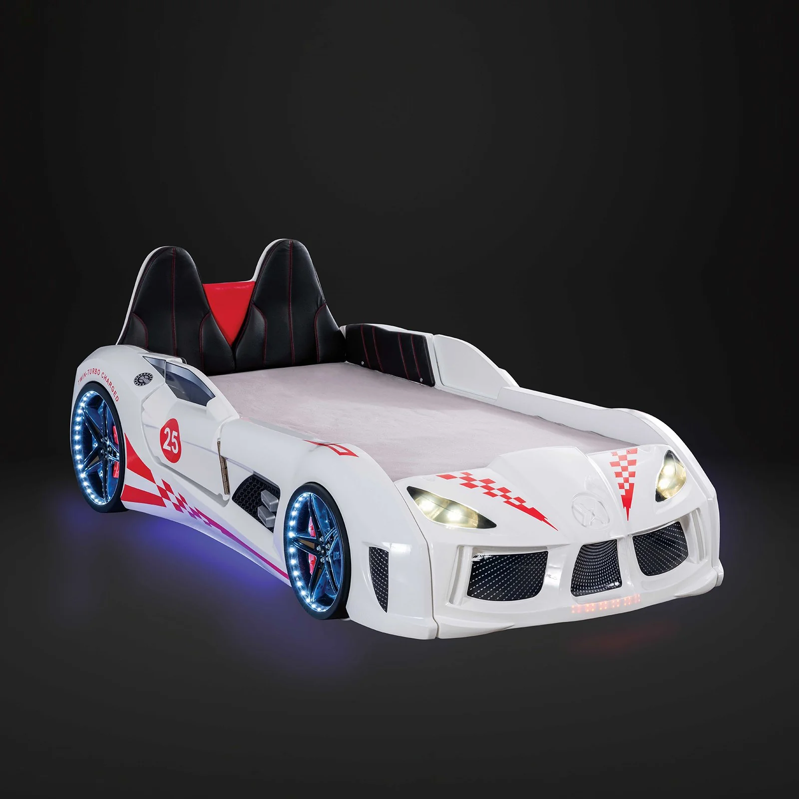Trackster Twin Car Bed, White - Image 3