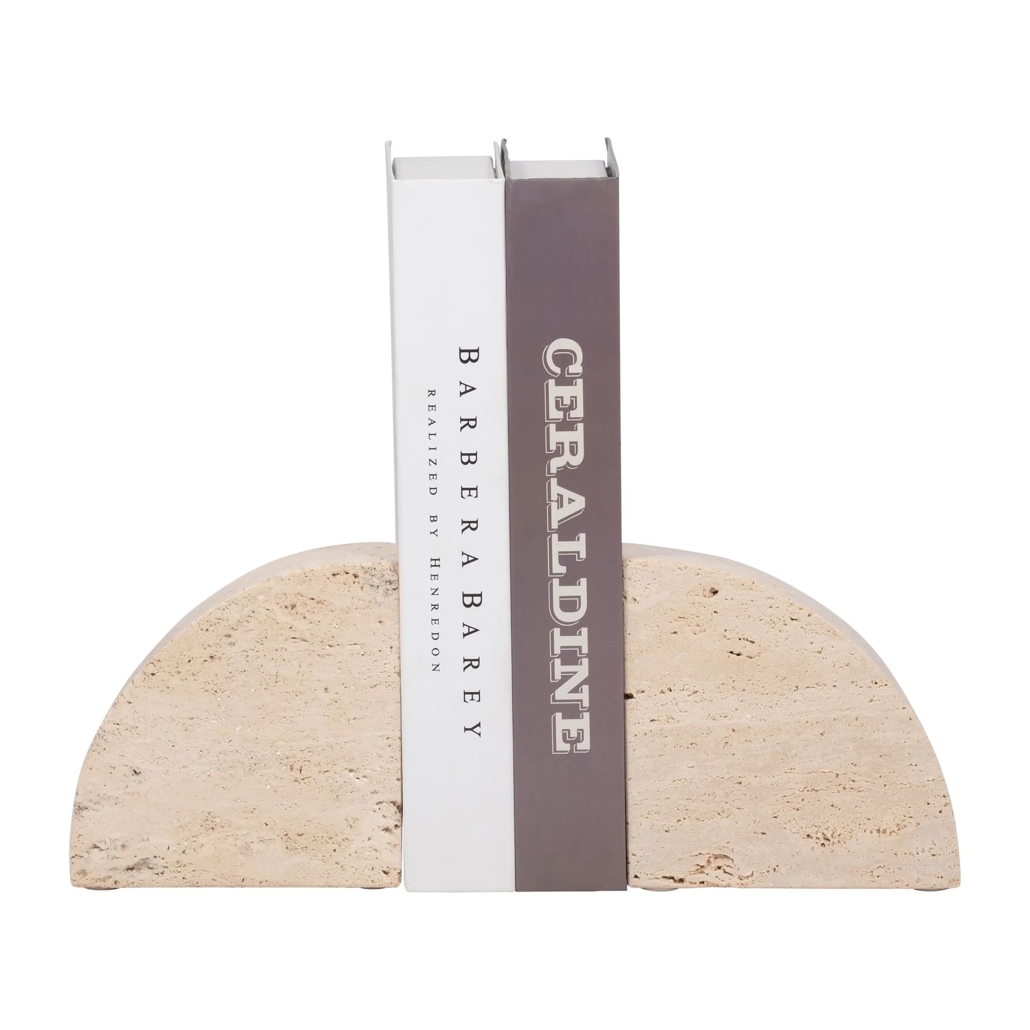 Travertine, S/2 5" Half Dome Bookends, Tan - Image 2