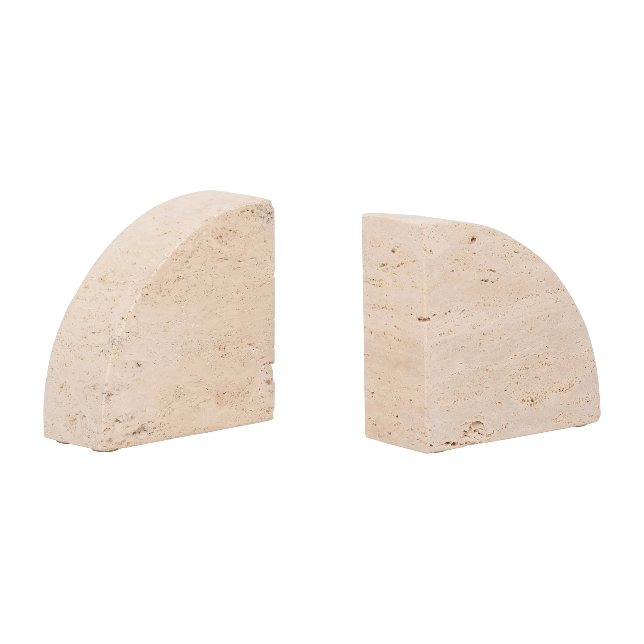 Travertine, S/2 5" Half Dome Bookends, Tan - Image 4