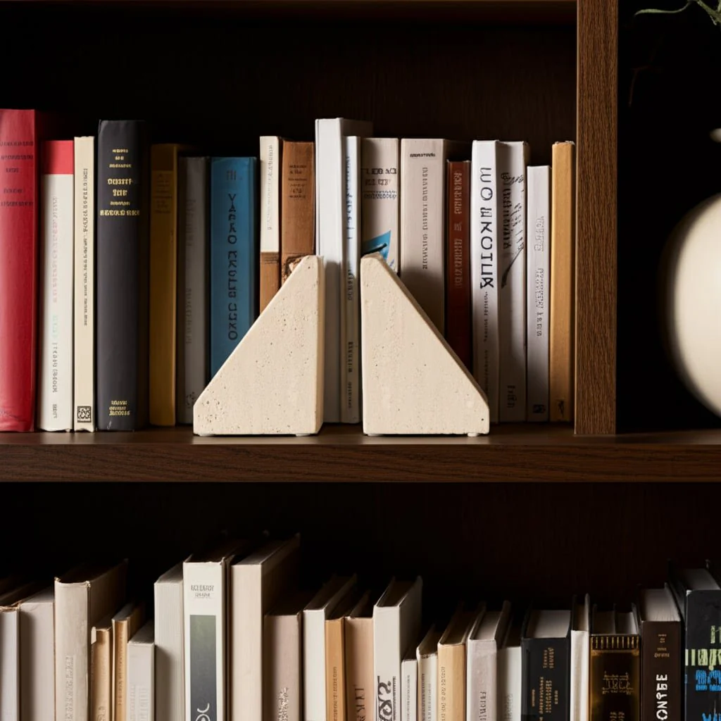 Travertine, S/2 5" Triangle Bookends, Tan - Image 10