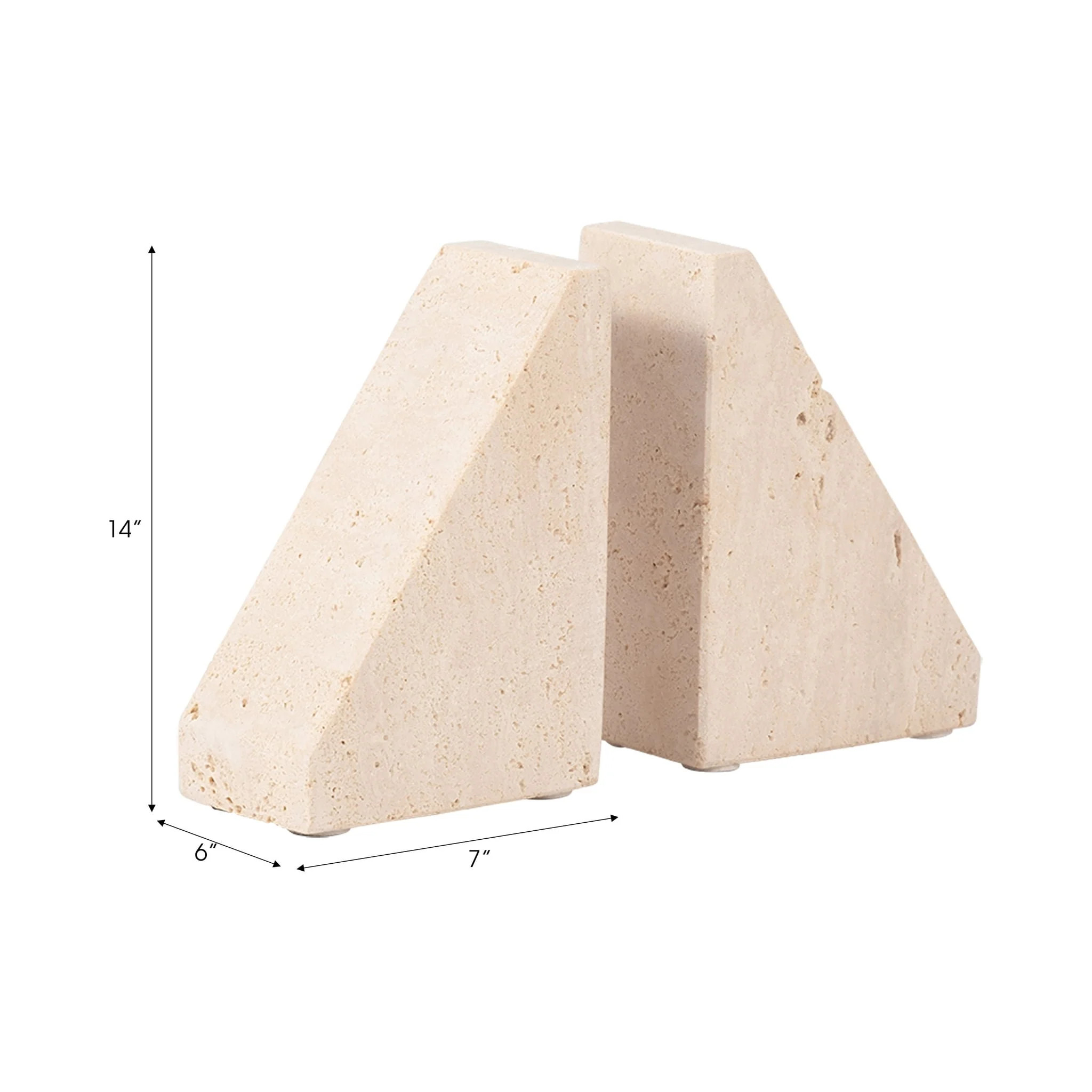 Travertine, S/2 5" Triangle Bookends, Tan - Image 7