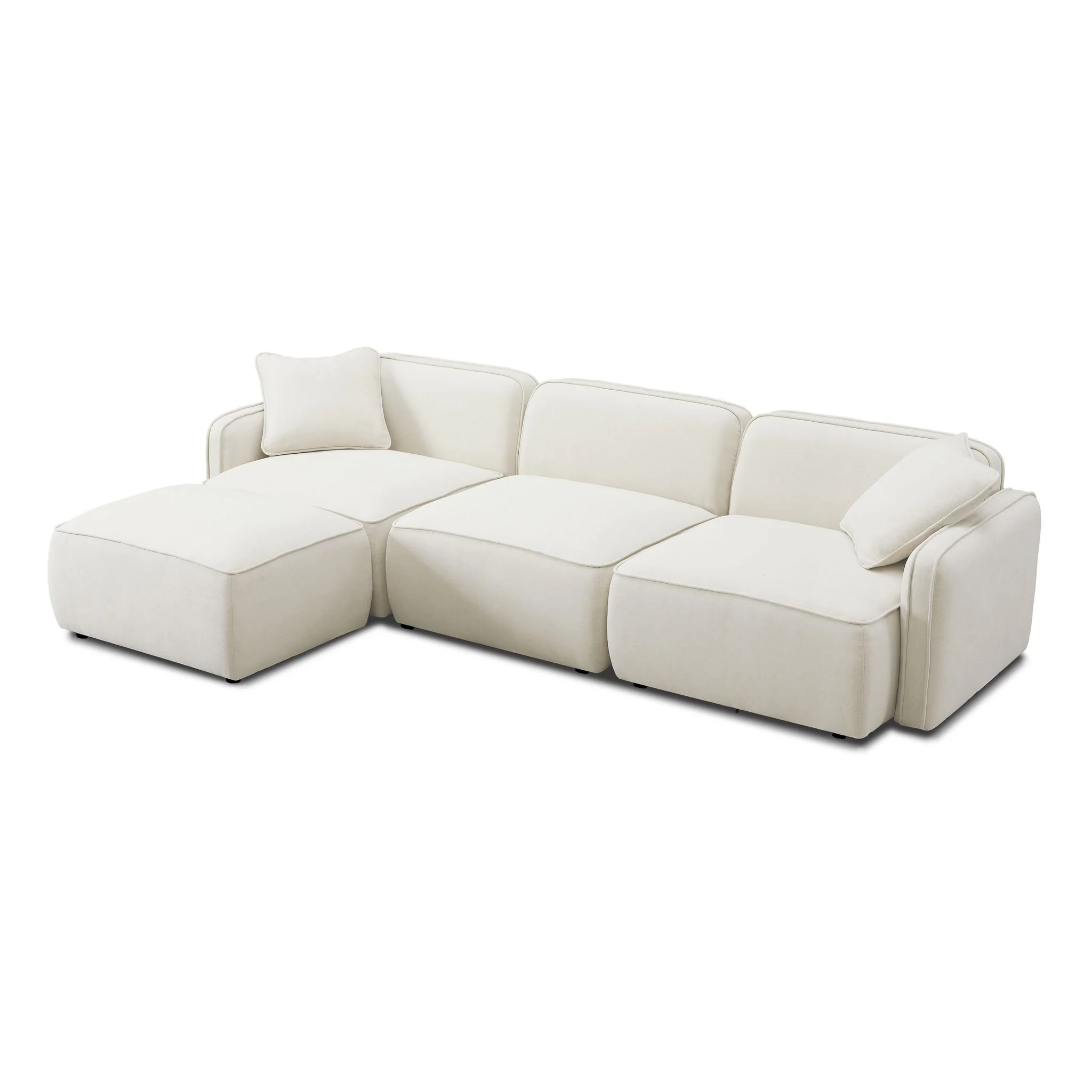 Travie Sand Upcycled Linen 4-Piece Modular Sectional - Image 3