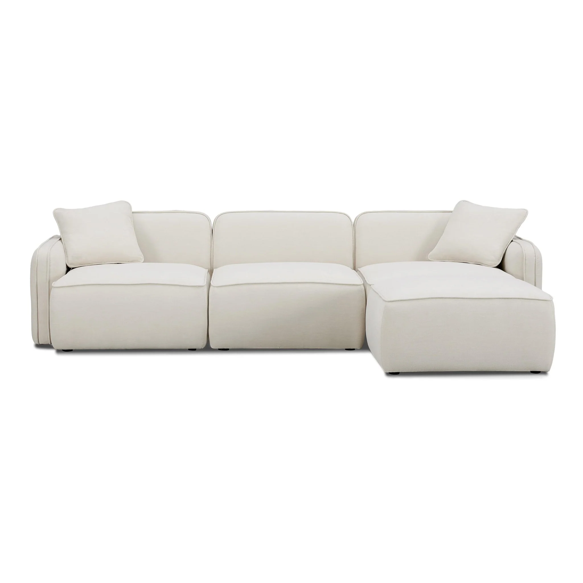Travie Sand Upcycled Linen 4-Piece Modular Sectional - Image 4
