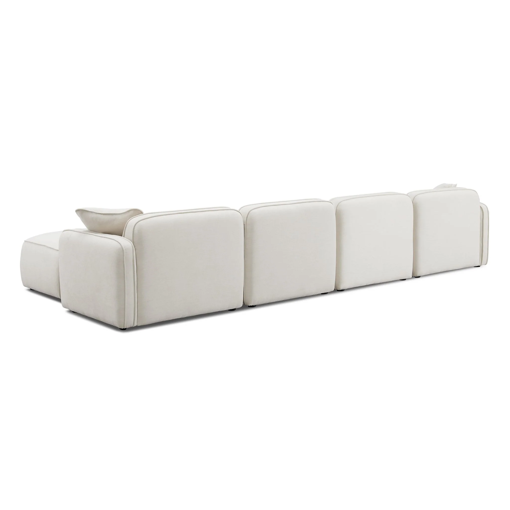 Travie Sand Upcycled Linen 6-Piece Modular U-Sectional - Image 4