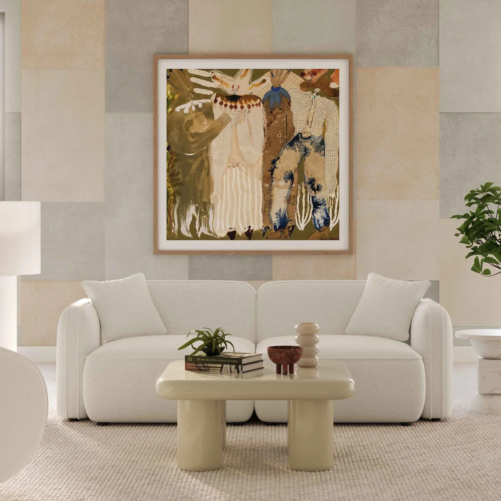 Travie Sand Upcycled Linen Modular Loveseat - Image 2