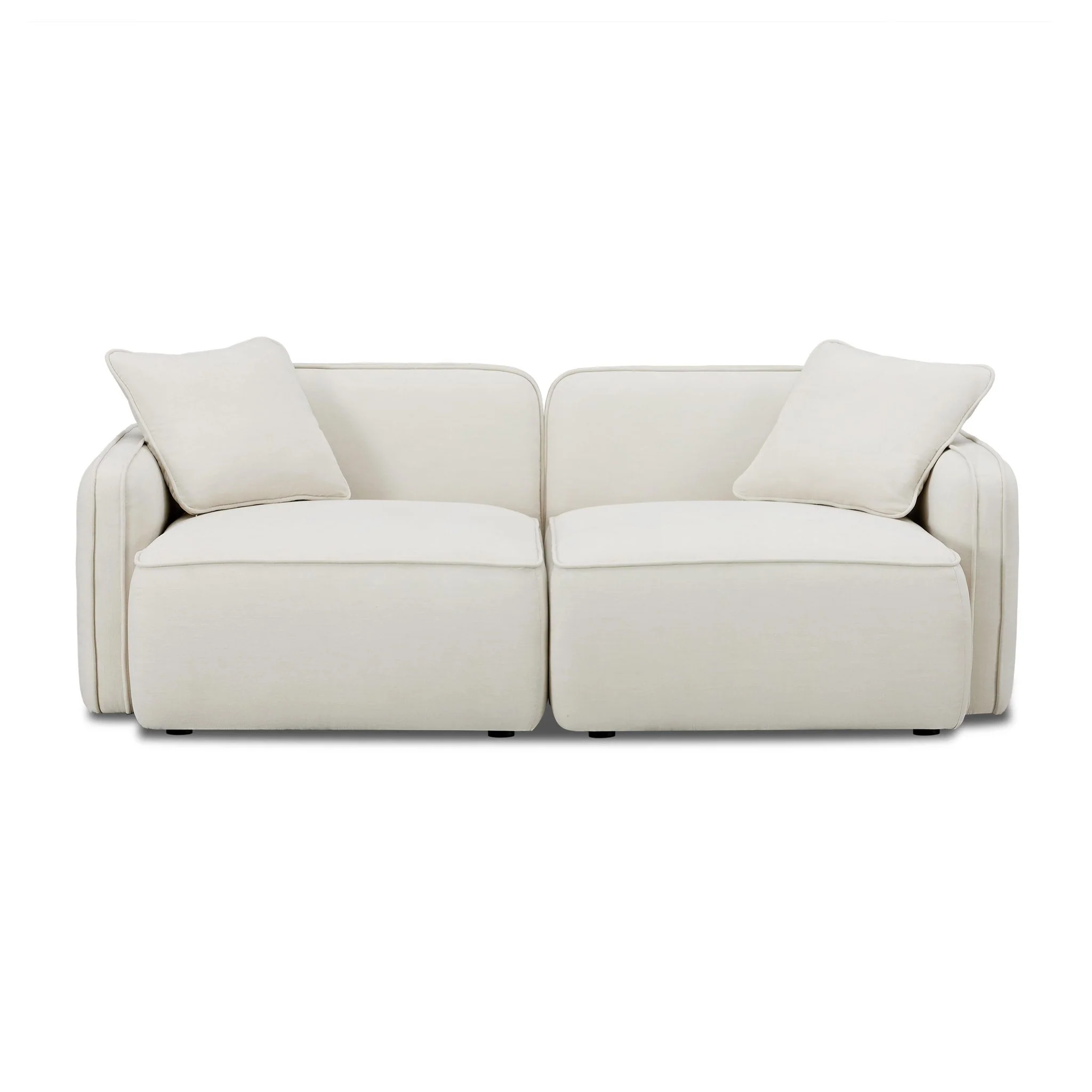Travie Sand Upcycled Linen Modular Loveseat - Image 3