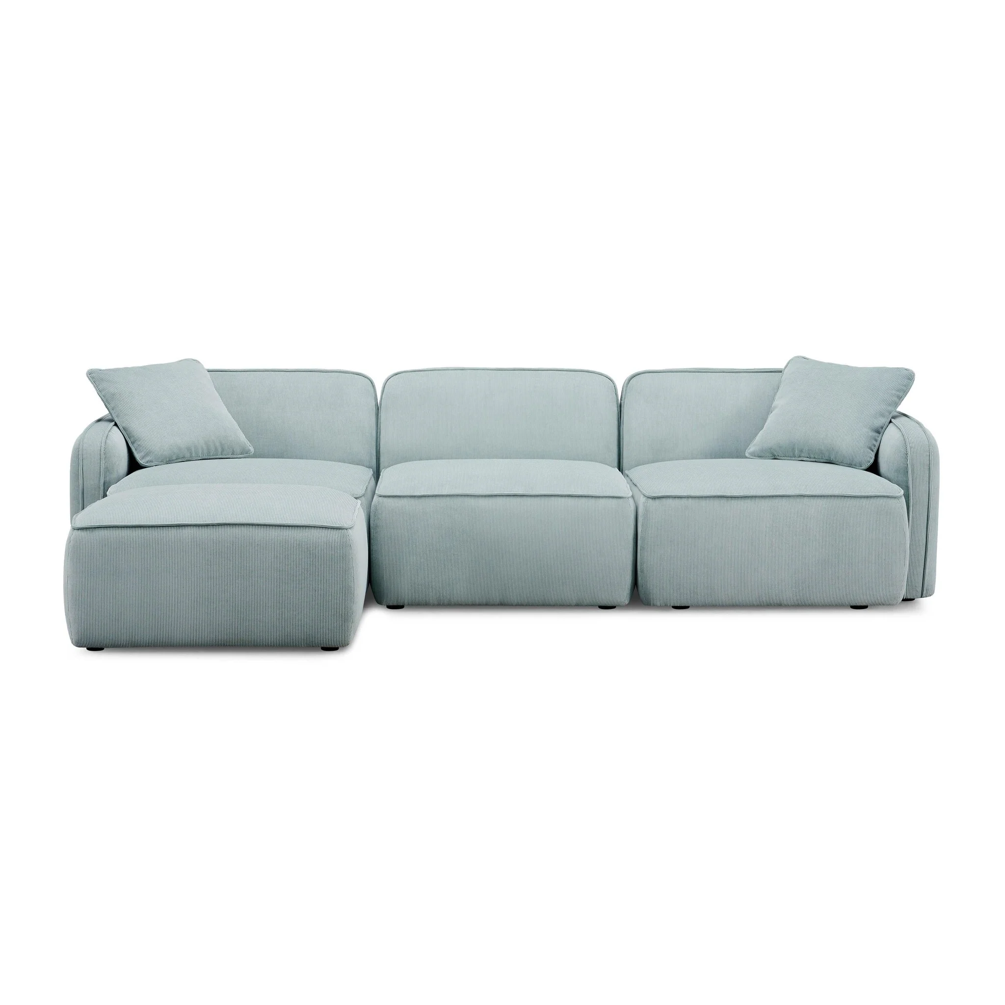 Travie Sea Blue Performance Corduroy Velvet 4-Piece Modular Sectional - Image 5