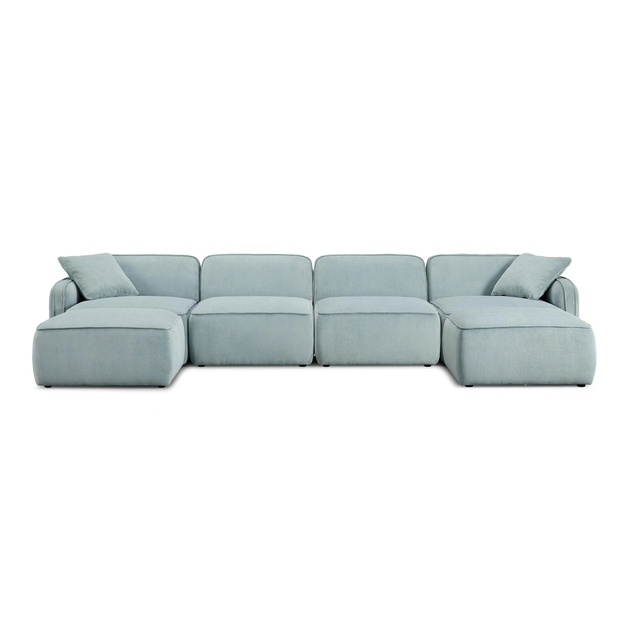 Travie Sea Blue Performance Corduroy Velvet 6-Piece Modular U-Sectional - Image 3