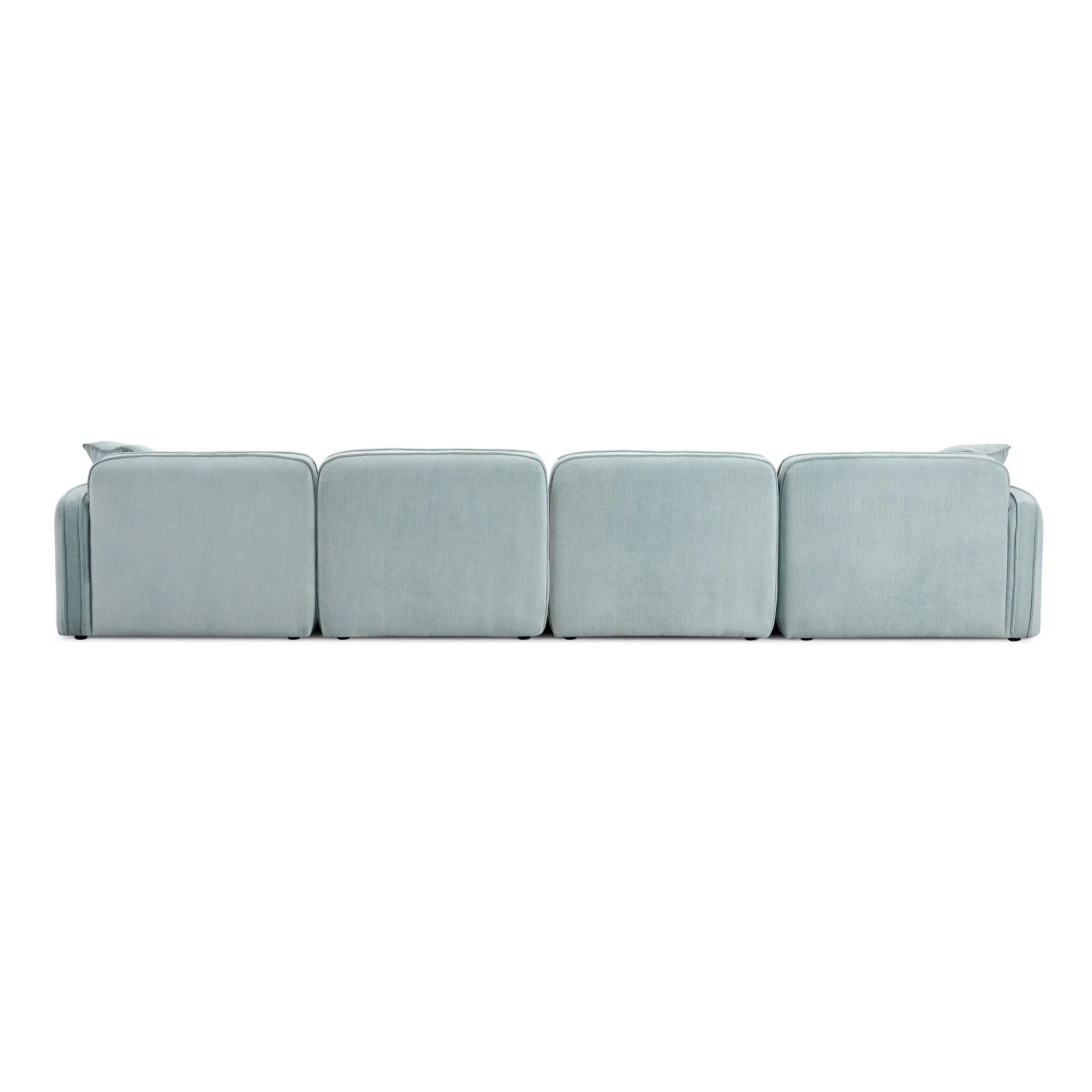 Travie Sea Blue Performance Corduroy Velvet 6-Piece Modular U-Sectional - Image 4