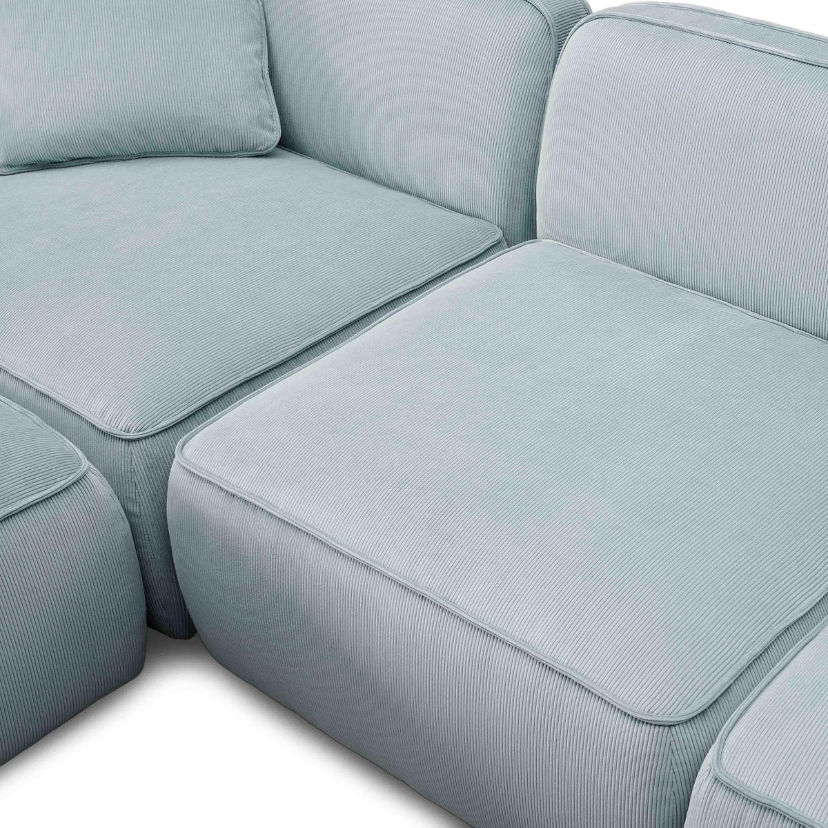 Travie Sea Blue Performance Corduroy Velvet 6-Piece Modular U-Sectional - Image 5