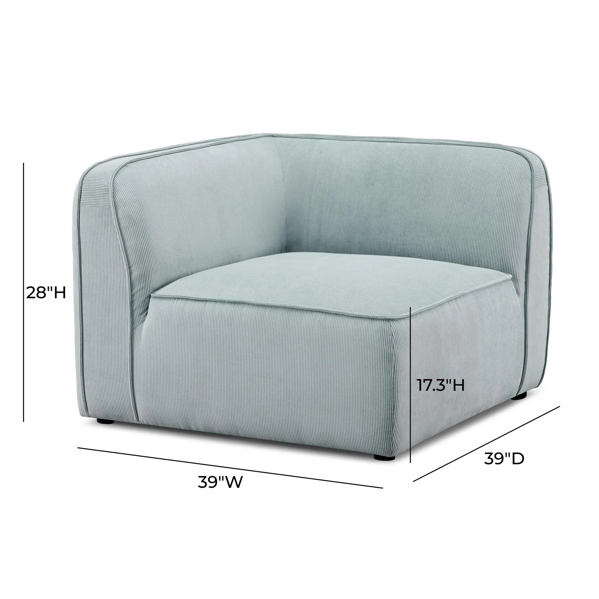 Travie Sea Blue Performance Corduroy Velvet Corner Chair - Image 5
