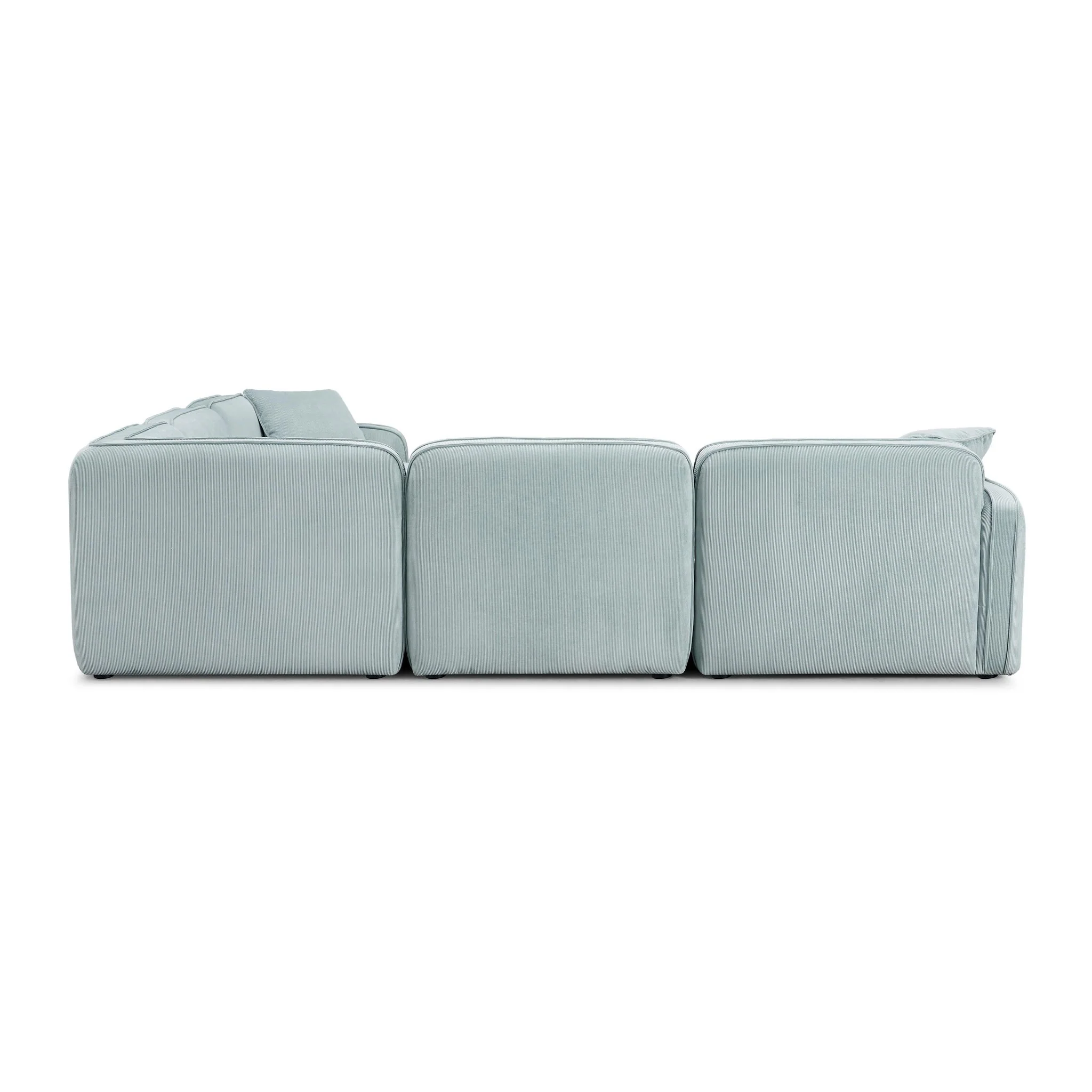 Travie Sea Blue Performance Corduroy Velvet Modular L-Sectional - Image 5